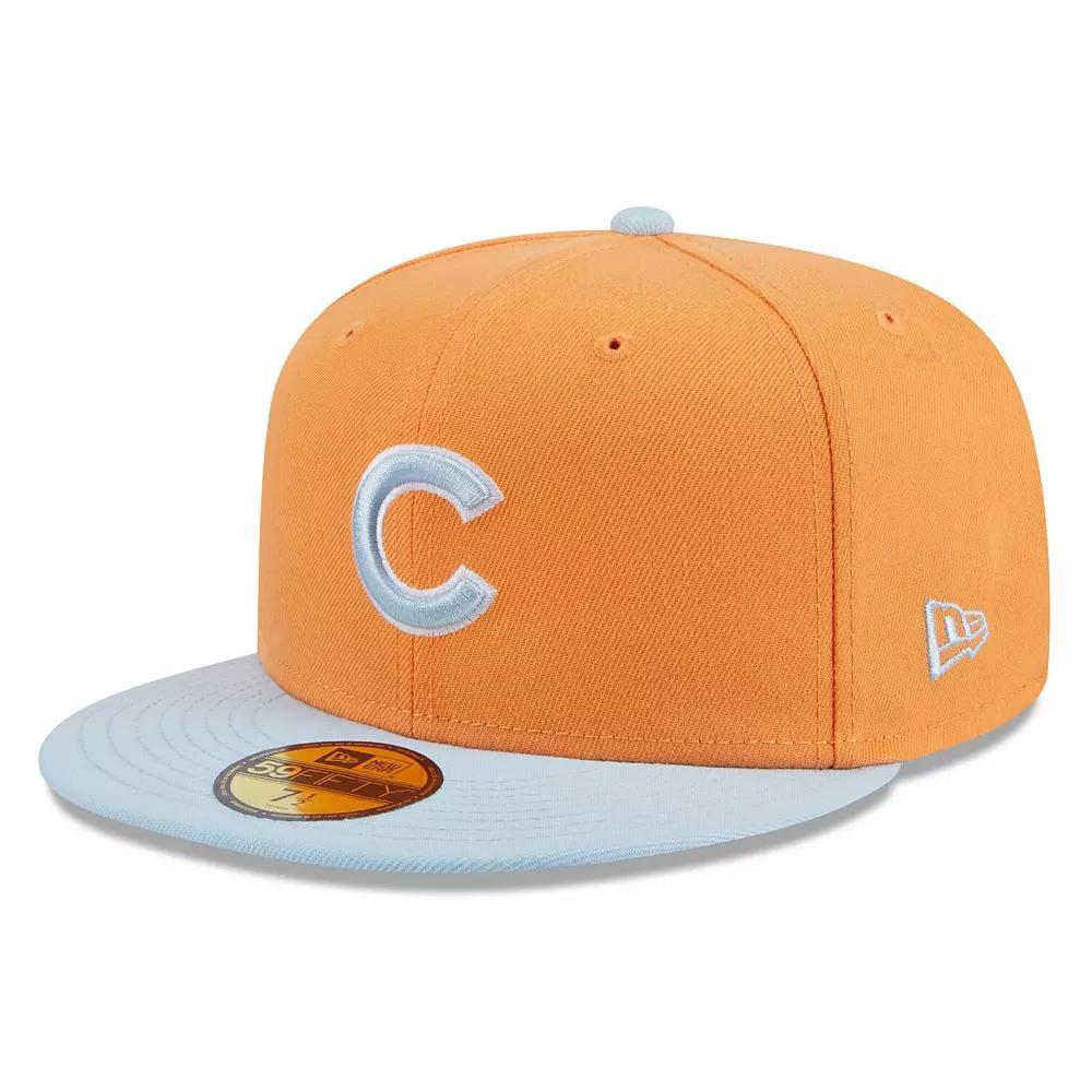 Men's New Era Orange/Light Blue Chicago Cubs Spring Color Basic Two-Tone 59FIFTY Fitted Hat, Size: 7 1/4 Product Image