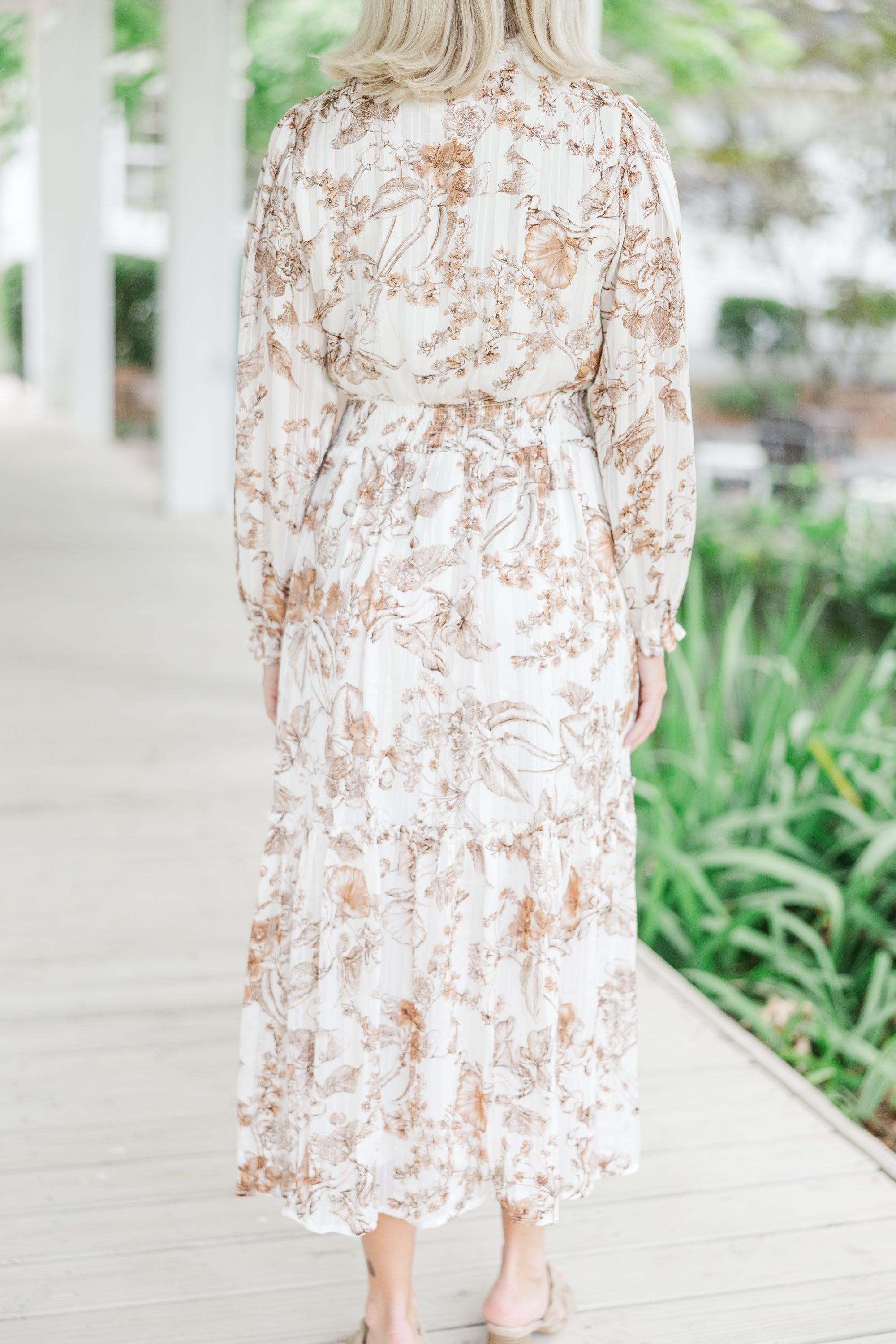Finally Found You Brown Toile Midi Dress Female Product Image