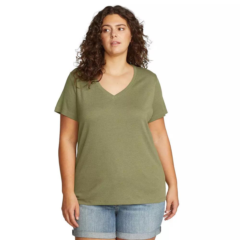 Plus Size Eddie Bauer Short Sleeve Favorite V-Neck Tee, Womens Medium Grey Grey Product Image