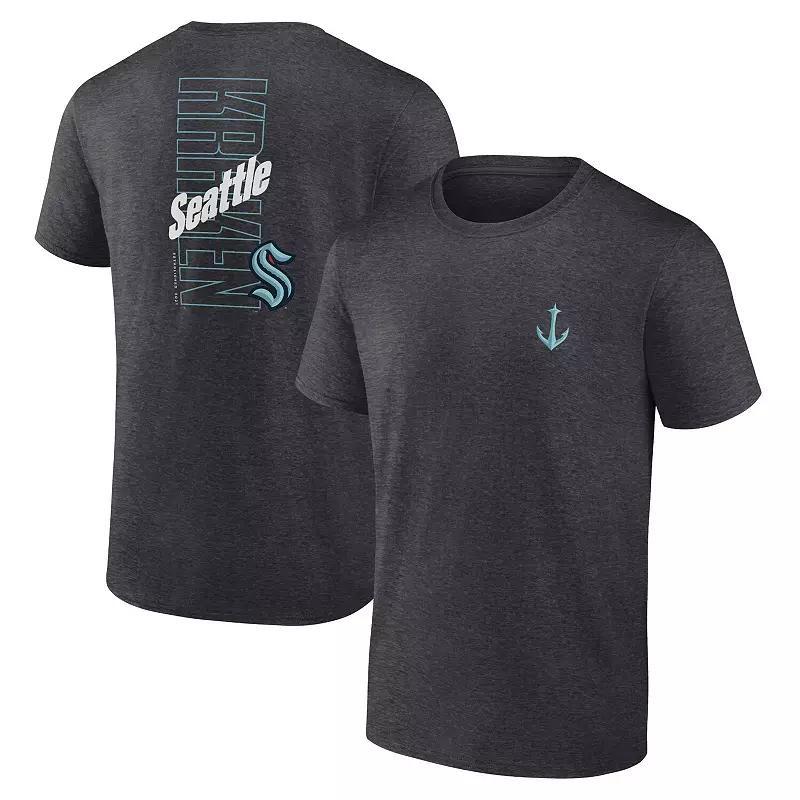Men's Fanatics Heather Charcoal Seattle Kraken Backbone T-Shirt, Size: Large, Krk Charco Product Image