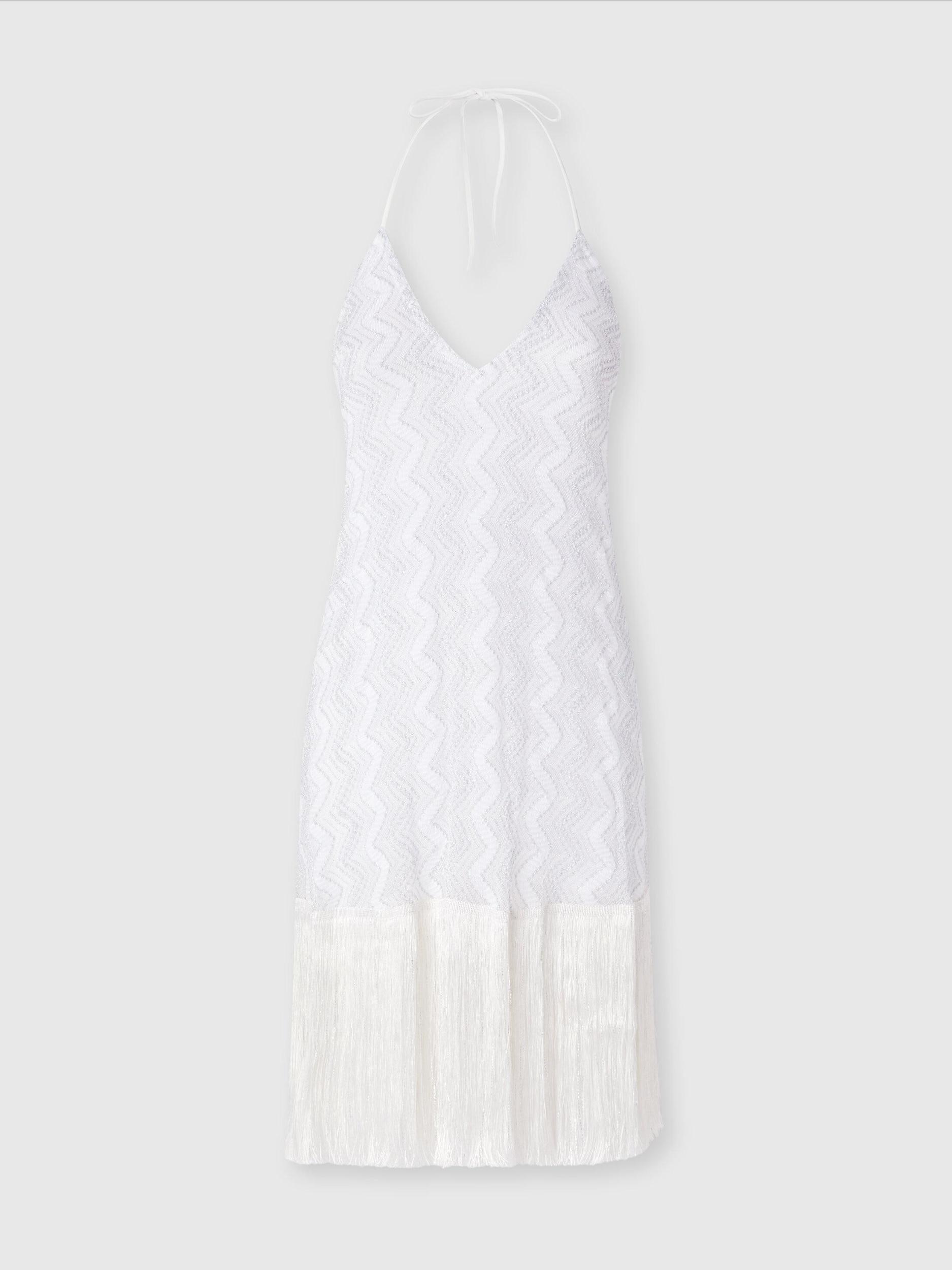 Cover-up dress in zig zag lamé viscose with fringes Product Image