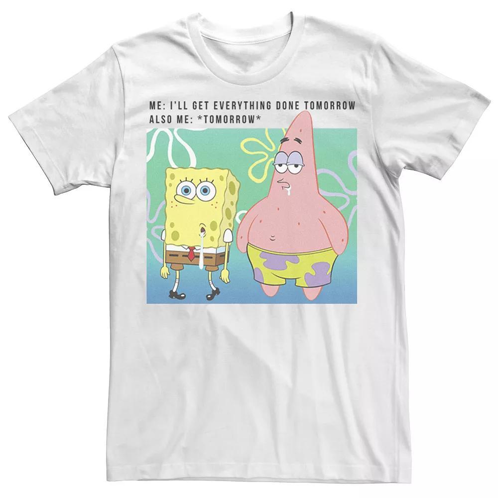 Big & Tall SpongeBob SquarePants I'll Get Everything Done Tomorrow Tee, Men's, Size: 4XLT, White Product Image