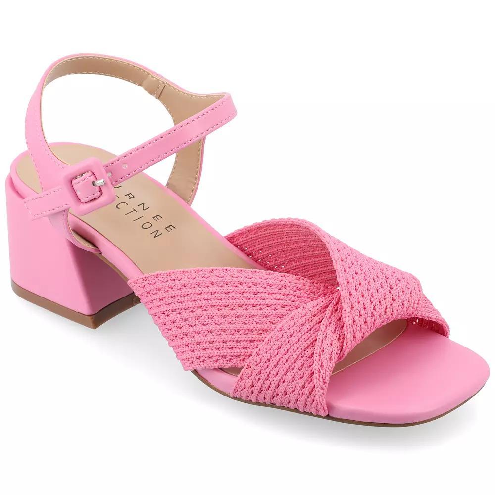 Journee Zerlina Women's Tru Comfort Foam Knit Block Heel Sandals, Size: 9.5, Pink Product Image