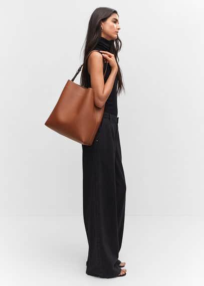 Short handle shopper bag - Women | MANGO USA Product Image