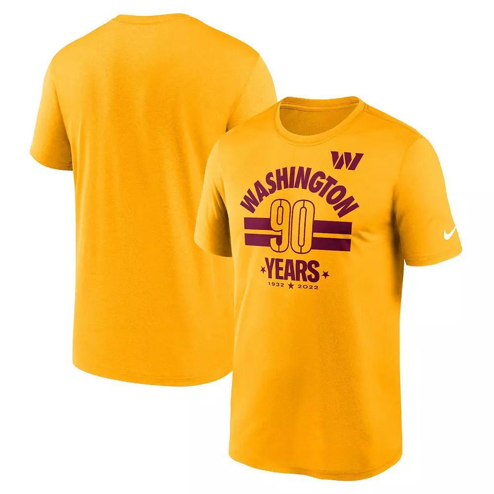 Men's Nike Gold Washington Commanders 90th Anniversary Legend T-Shirt, Size: Medium, Wft Gold Product Image