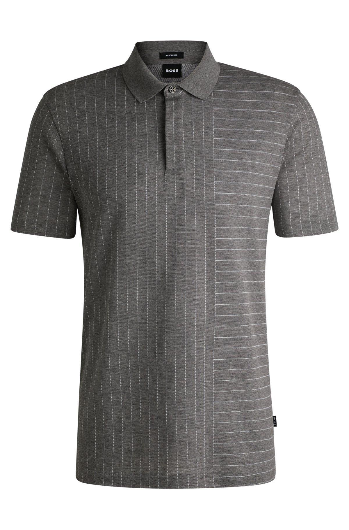Mercerized-cotton polo shirt with mixed stripes Product Image