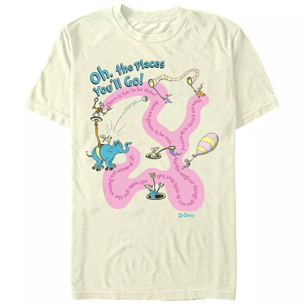 Men's Dr. Seuss Oh The Places You'll Go Poster Graphic Tee, Size: Medium, Natural Product Image