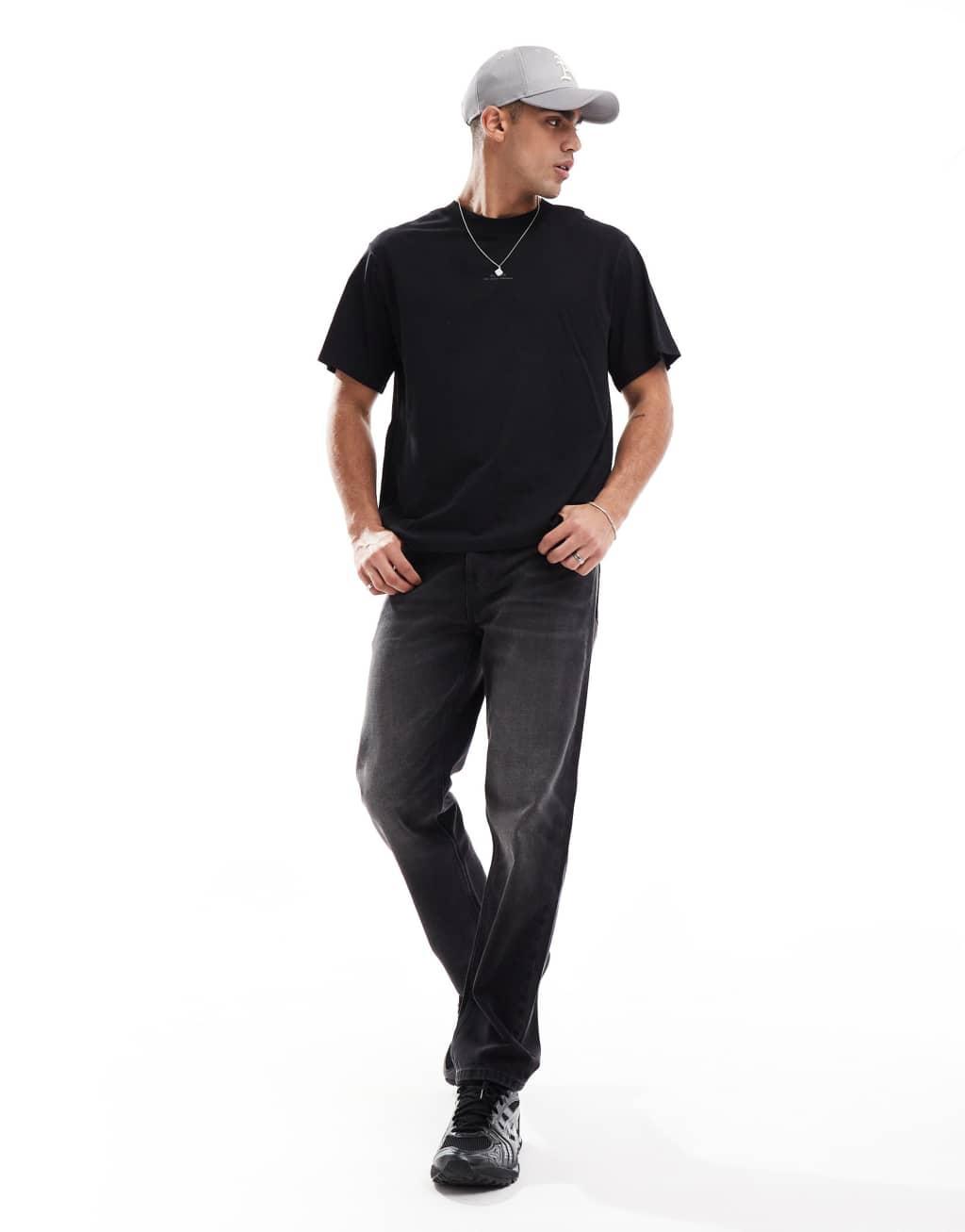 Jack & Jones oversized back print t-shirt in black Product Image