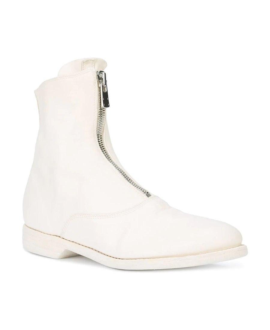 GUIDI 210 Zipper Short Boots In White Product Image