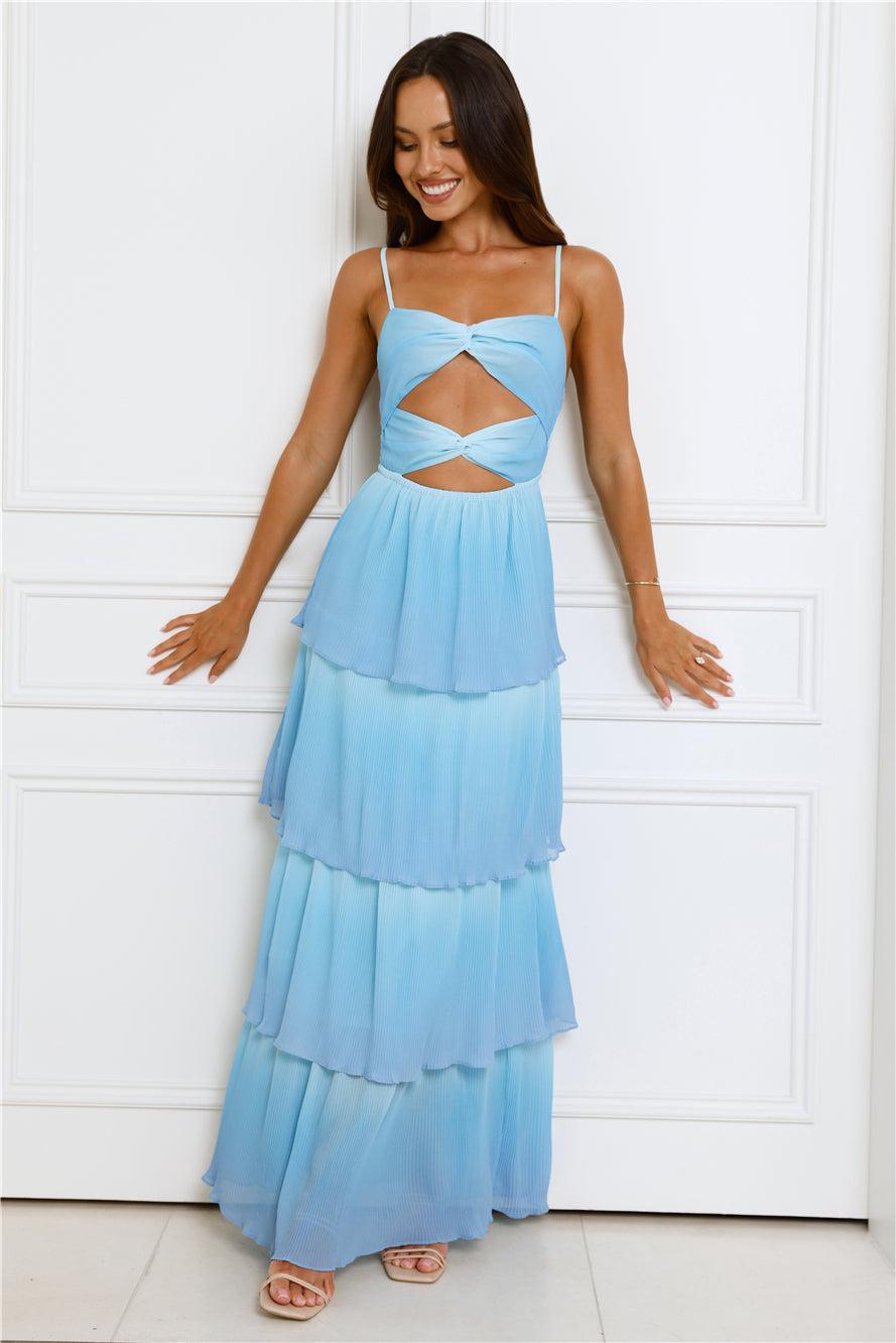 Waves Of Luxury Plisse Maxi Dress Blue Ombre Product Image