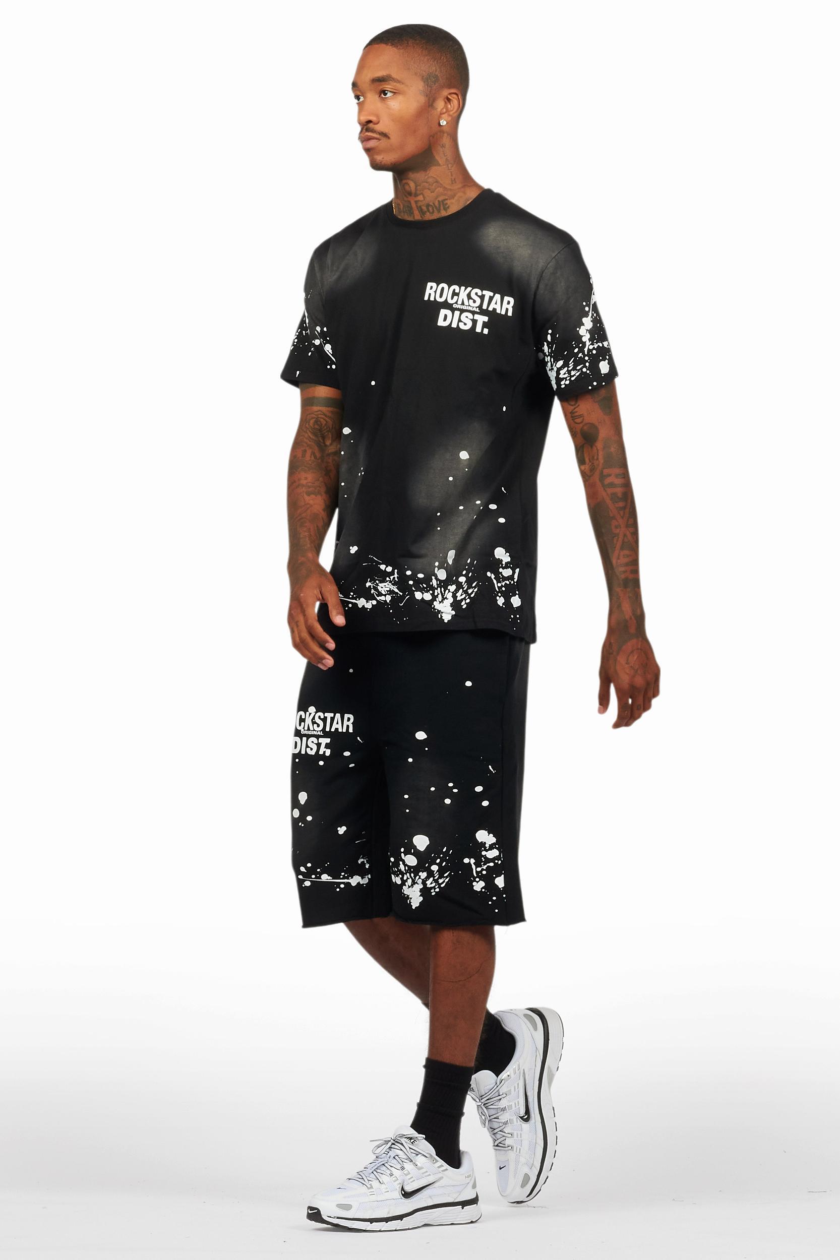 Rafix Black Graphic T-Shirt Short Set Male Product Image