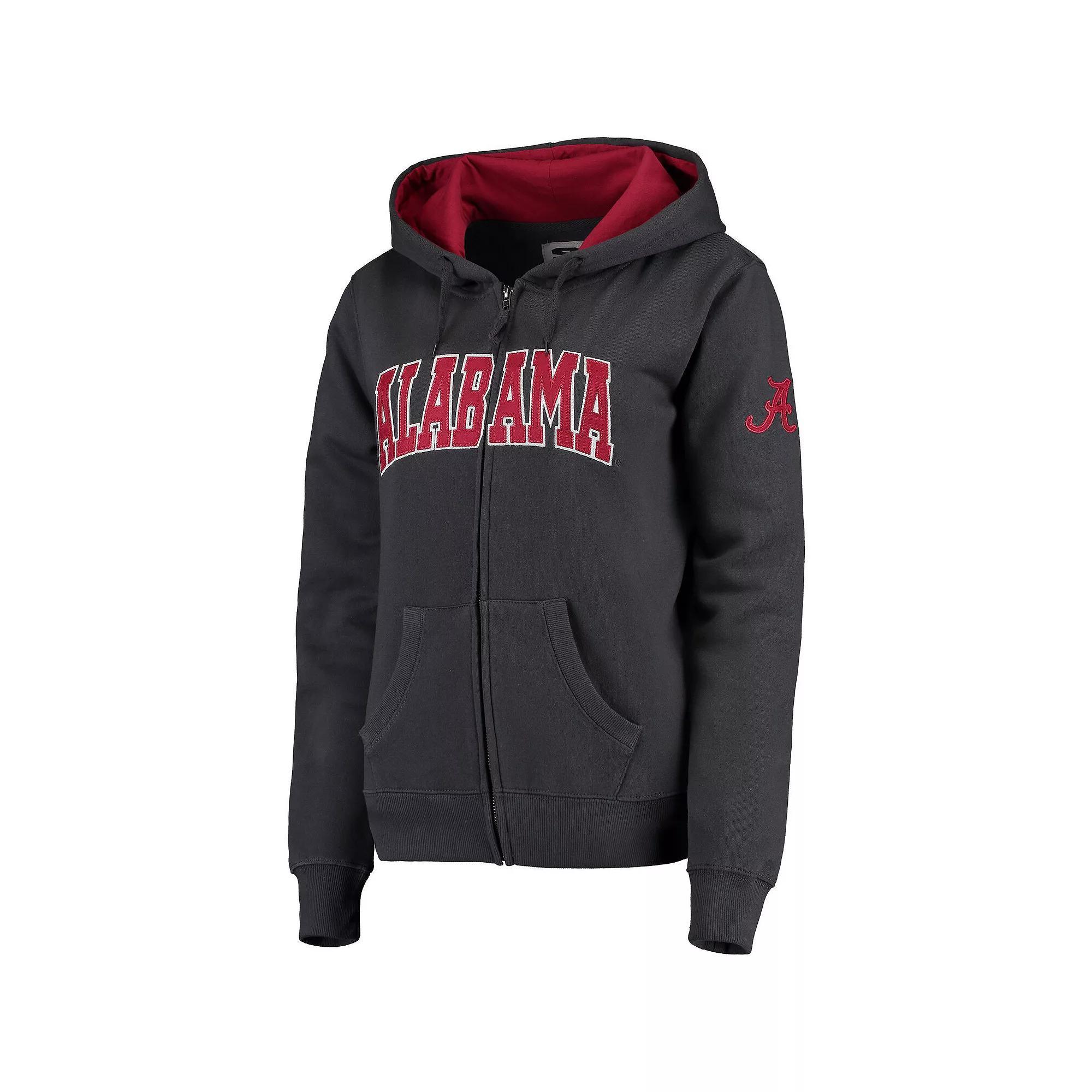 Womens Stadium Athletic Charcoal Alabama Crimson Tide Arched Name Full-Zip Hoodie Product Image