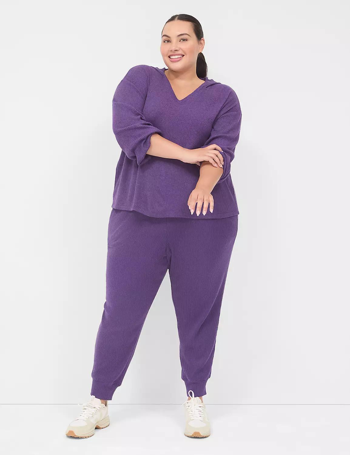 LIVI V-Neck Brushed Rib Sweatshirt Product Image