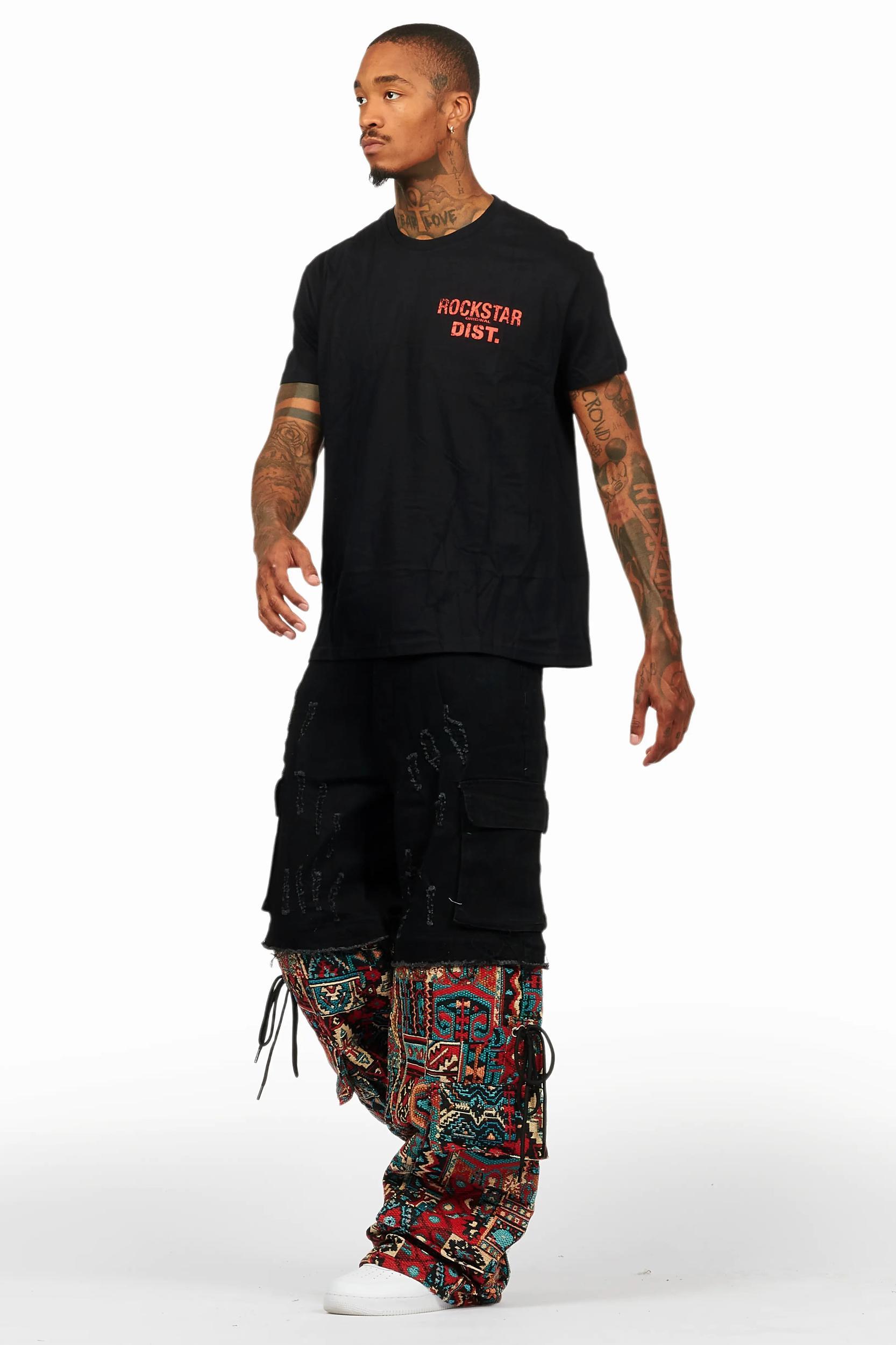 Lake White/Red T-Shirt/Tapestry Baggy Jean Bundle Male Product Image