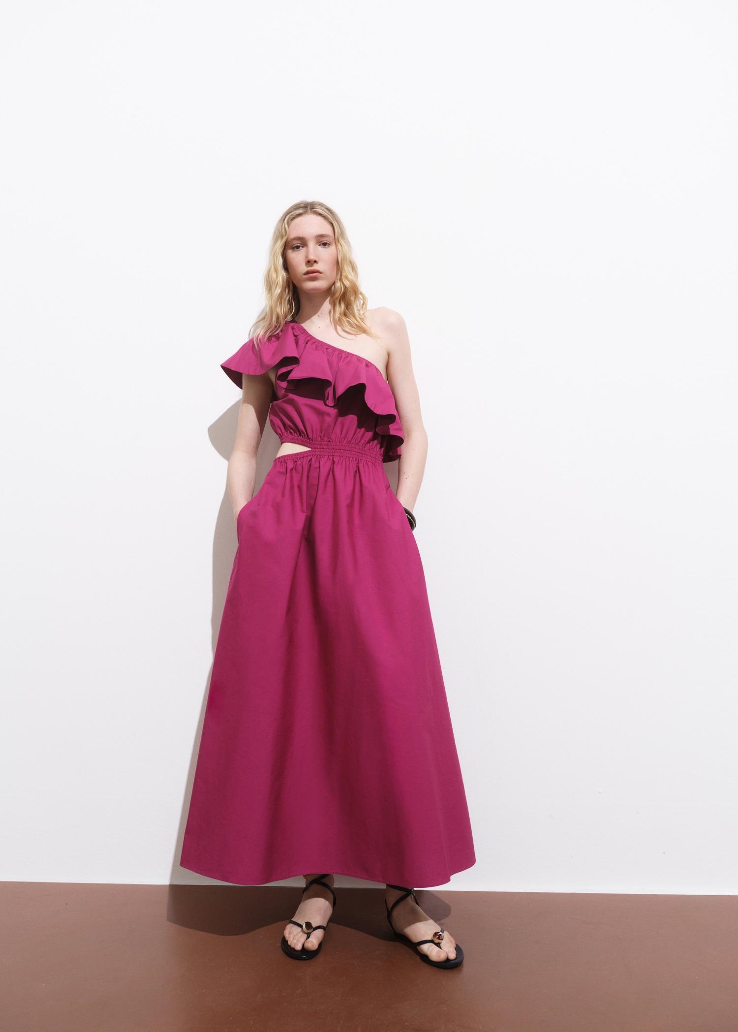 Asymmetrical dress with cut-out - Women | MANGO USA Product Image