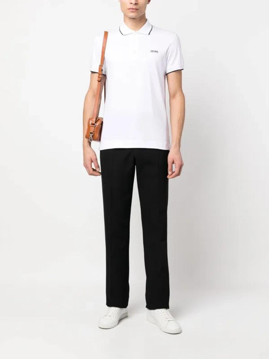 ZEGNA Polo Con Ricamo In White Product Image