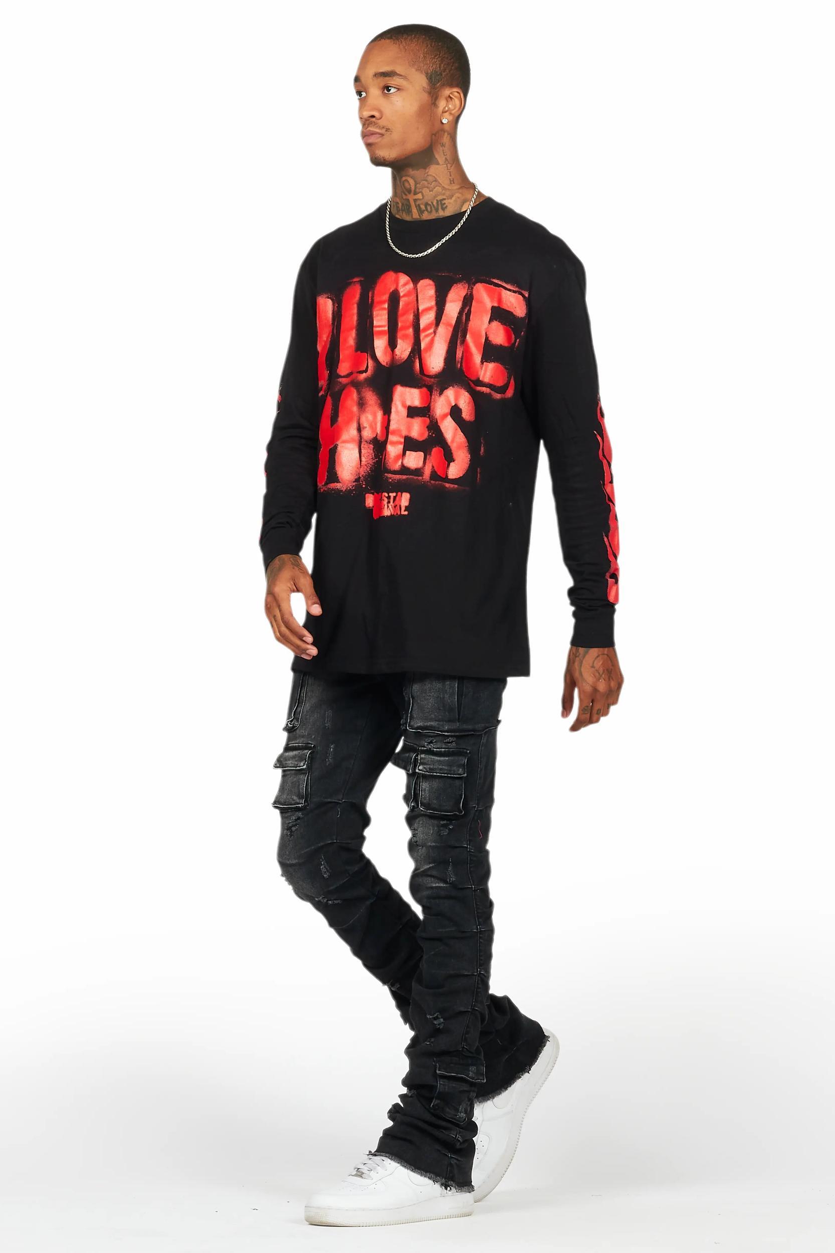 Banyan Black/Red Long Sleeve Graphic T-Shirt Male Product Image