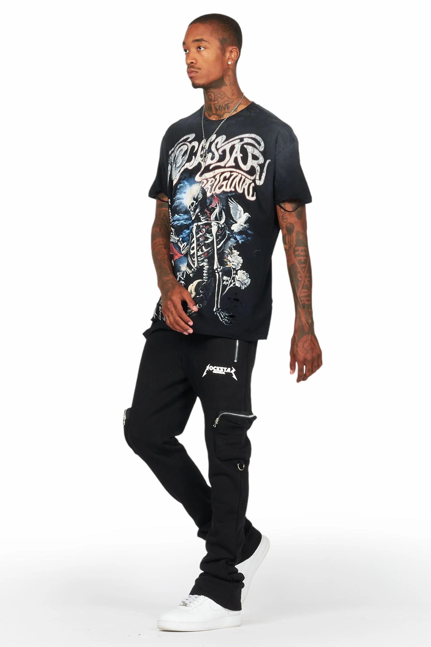 Colin Black Stacked Flare Trackpant Male Product Image