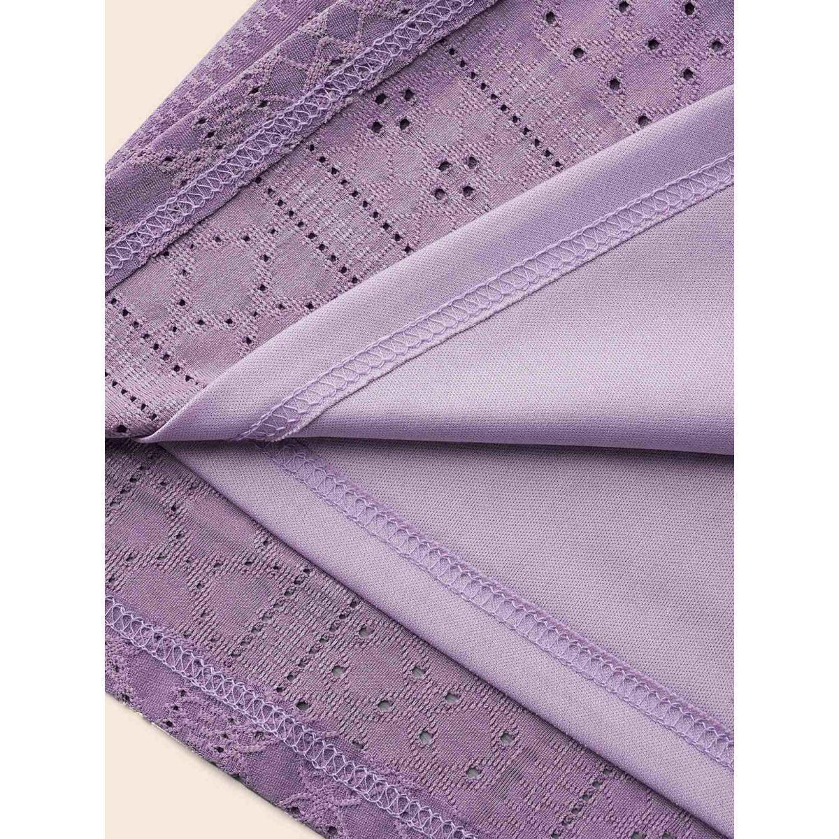 Plus Size Textured Plain Petal Sleeve Pockets Midi Dress Mauve Women Casual Petal edge Round Neck Short sleeve Curvy BloomChic 18-20/2X Product Image