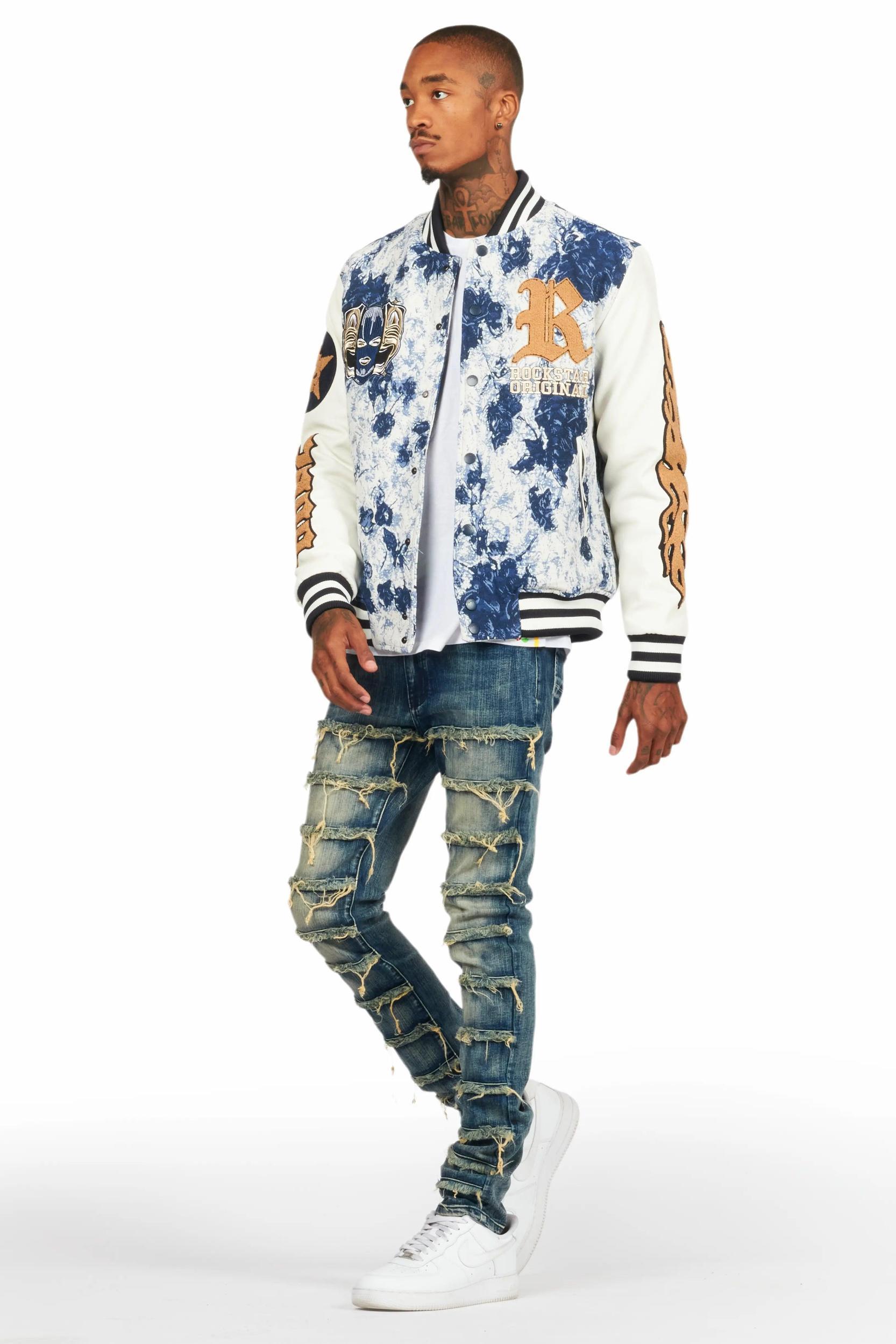 Doron Blue Tapestry Varsity Jacket Male Product Image