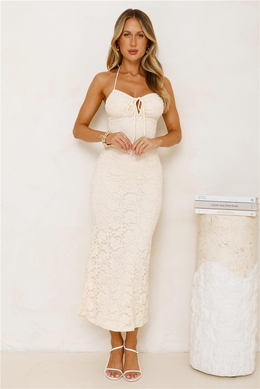 Iconic In Style Lace Midi Dress Cream Product Image