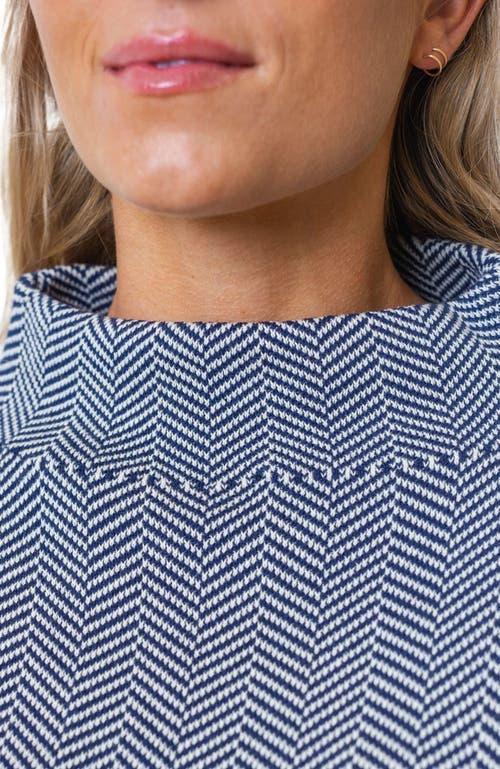 Hope & Henry Women's Organic Mock Neck Sweater in Navy And White Herringbone at Nordstrom, Size Large Product Image