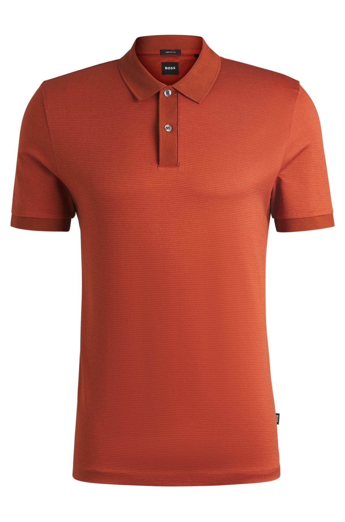 Mercerized-cotton polo shirt with micro pattern Product Image