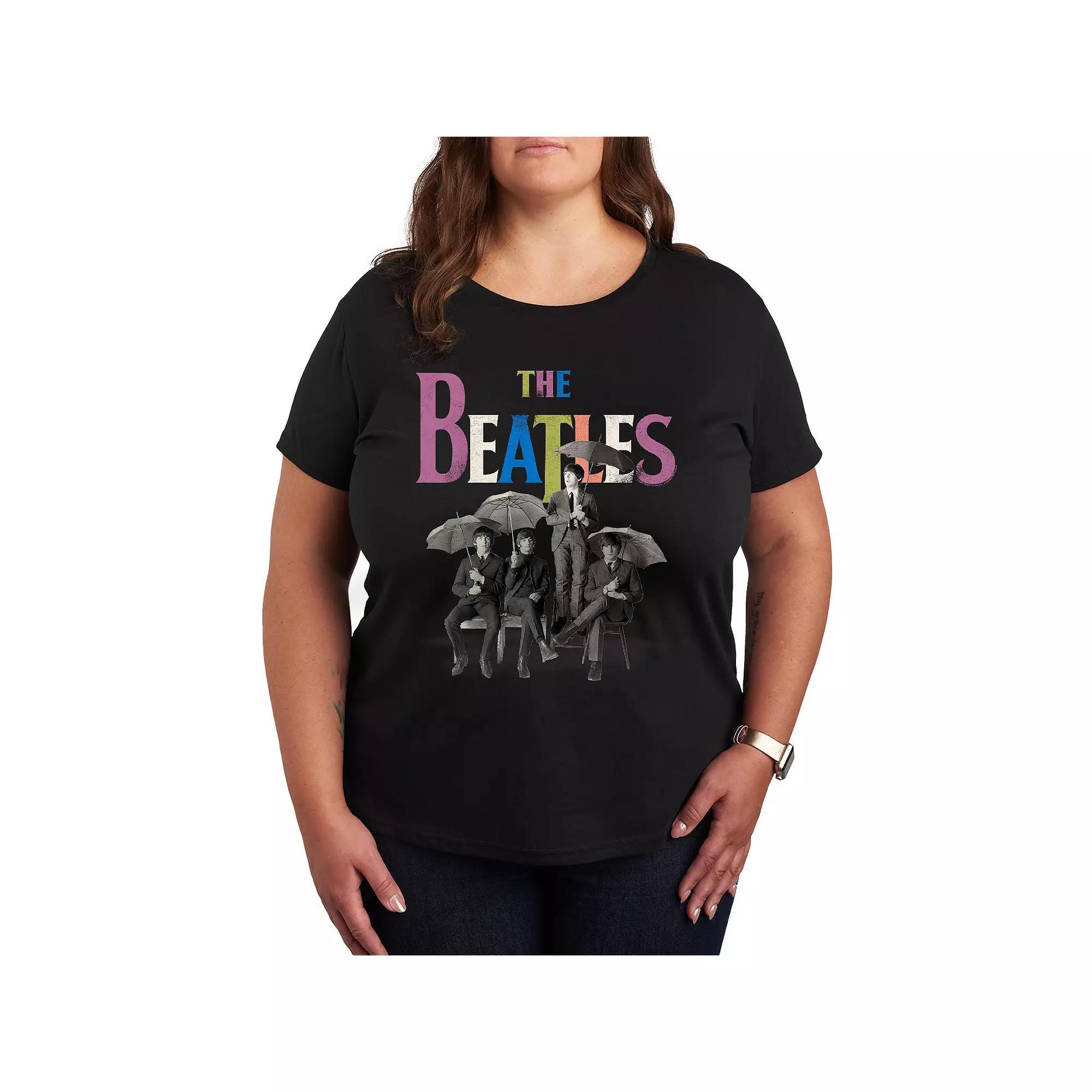 Plus Size The Beatles Umbrella Rainbow Graphic Tee, Womens Product Image