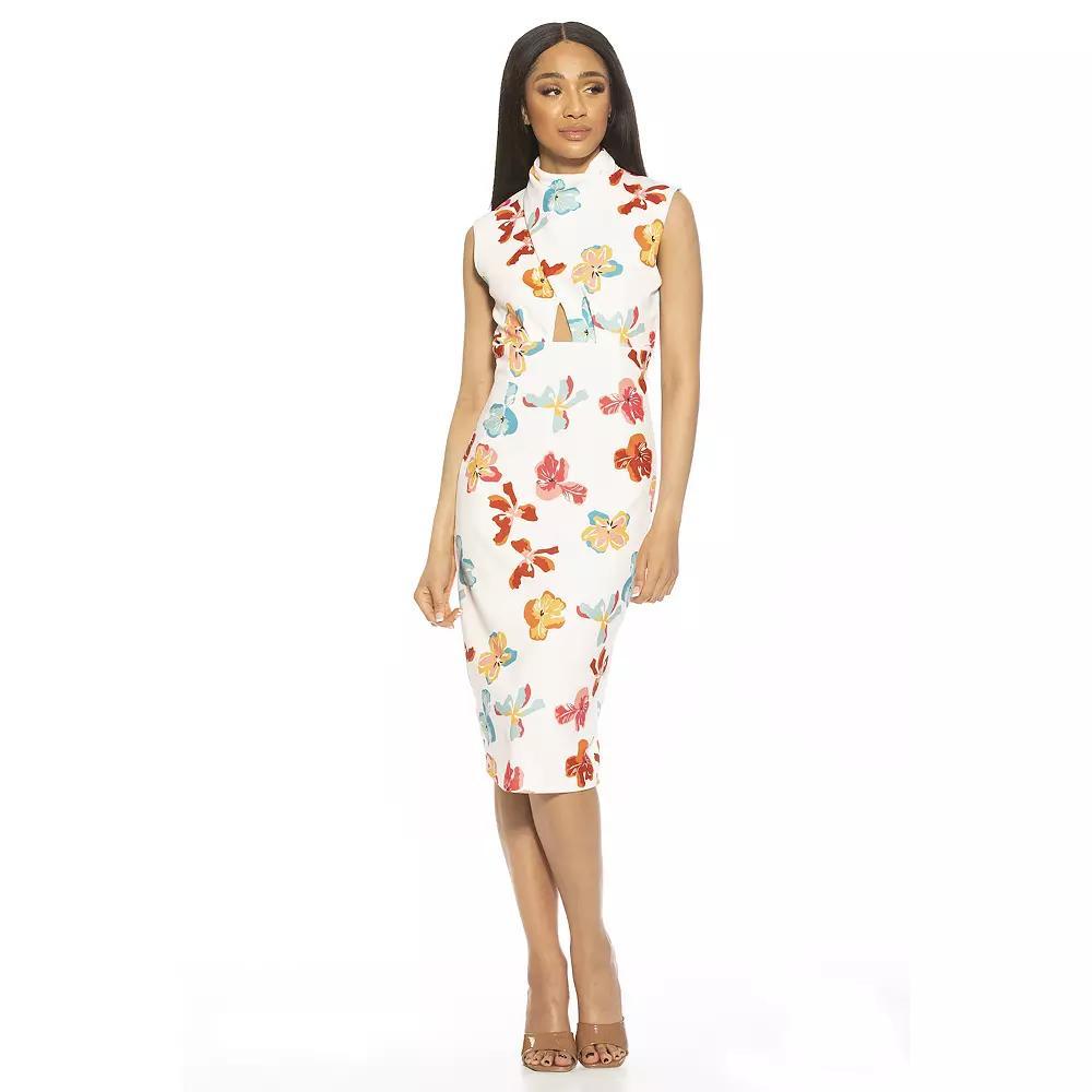 Women's ALEXIA ADMOR Elouise Draped Bodice Cutout Sheath Dress, Size: XS, Green Product Image