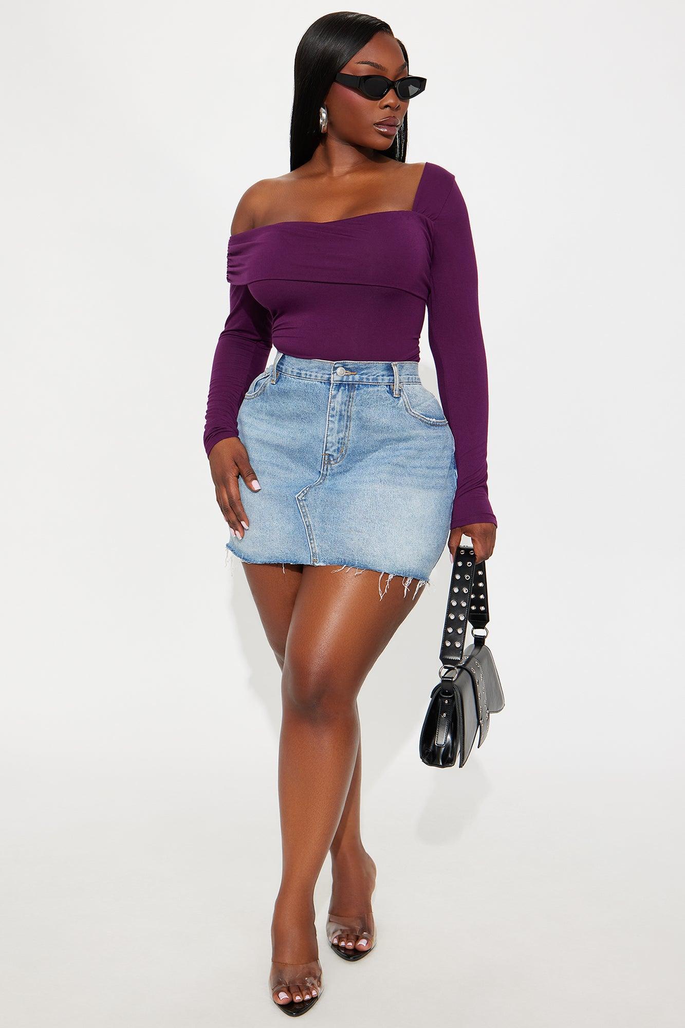Gia One Shoulder Bodysuit - Plum Product Image
