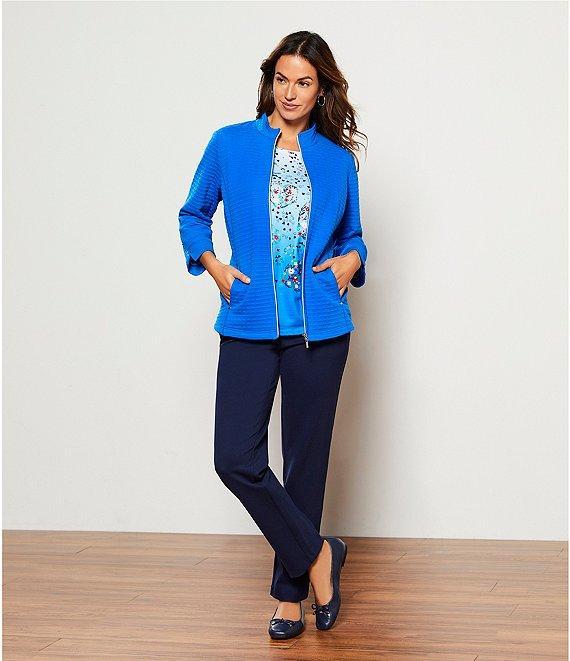 Allison Daley Floral Hearts Print 3/4 Sleeve Crew Neck Knit Top Product Image
