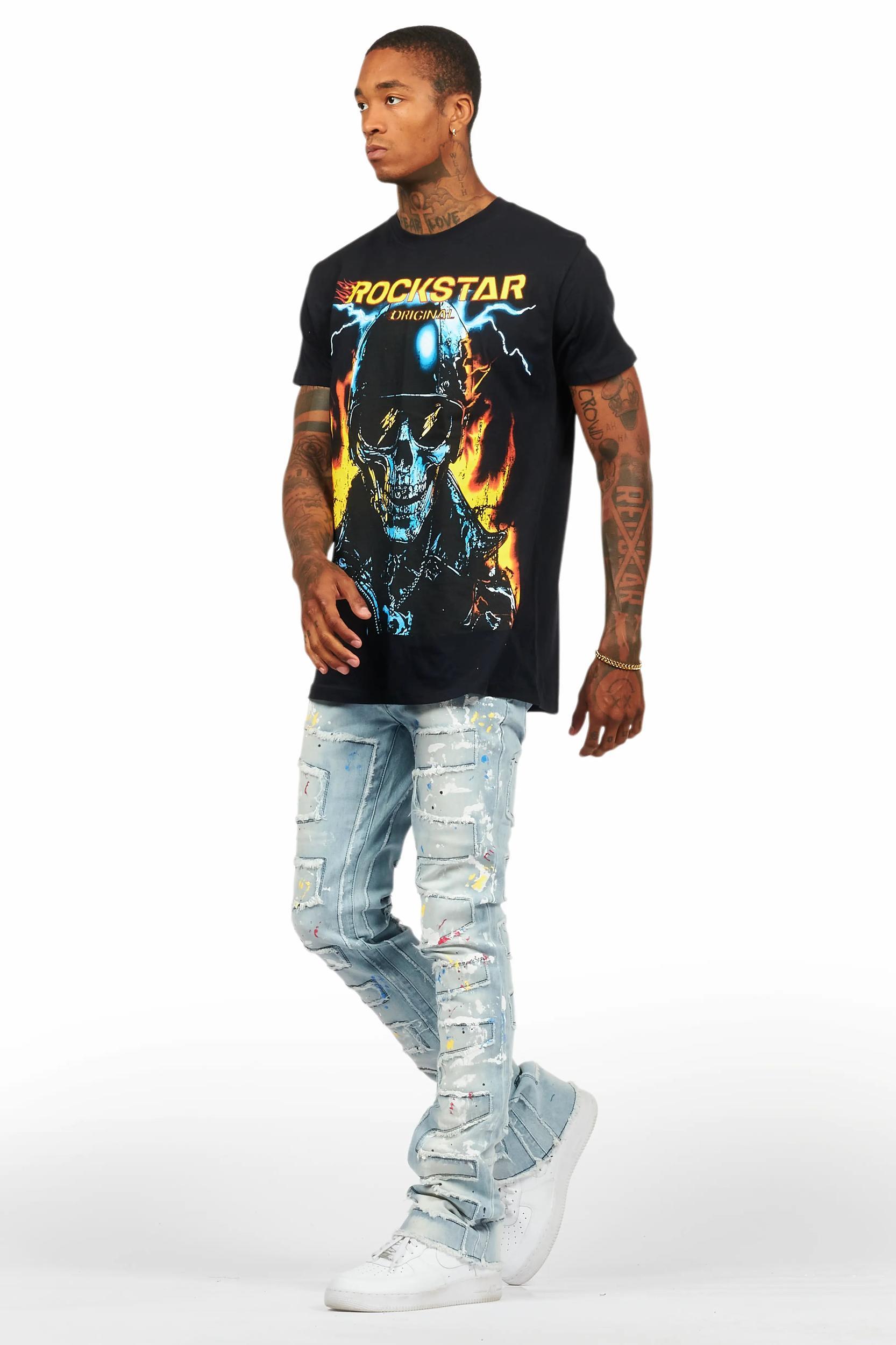 Balius Black Oversized Graphic T-Shirt Male Product Image