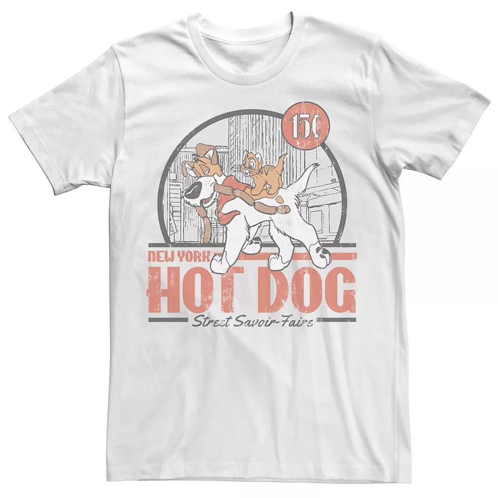 Disney's Oliver & Company New York Hot Dog Poster Men's Tee, Size: XL, White Product Image