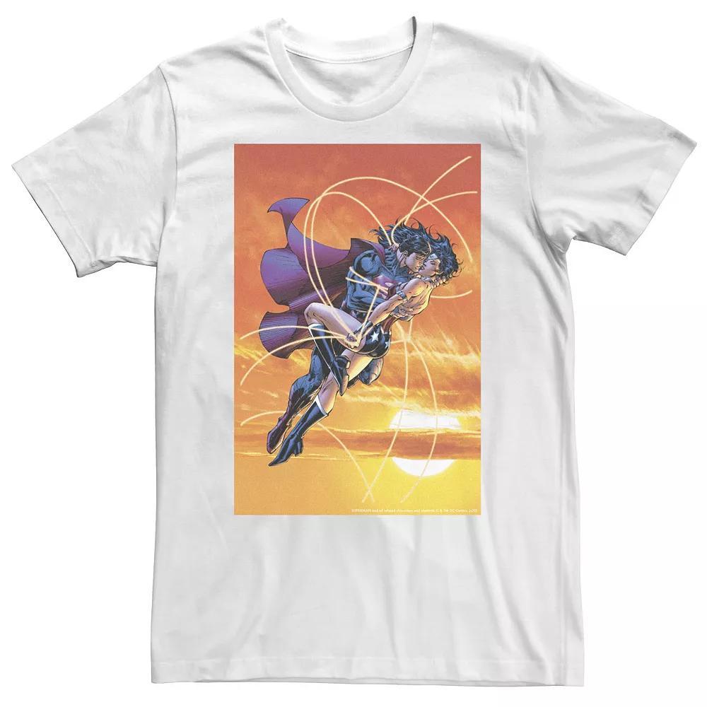 Big & Tall DC Comics Superman & Lois Lane The Kiss Poster Tee, Men's, Size: 4XL Tall, White Product Image