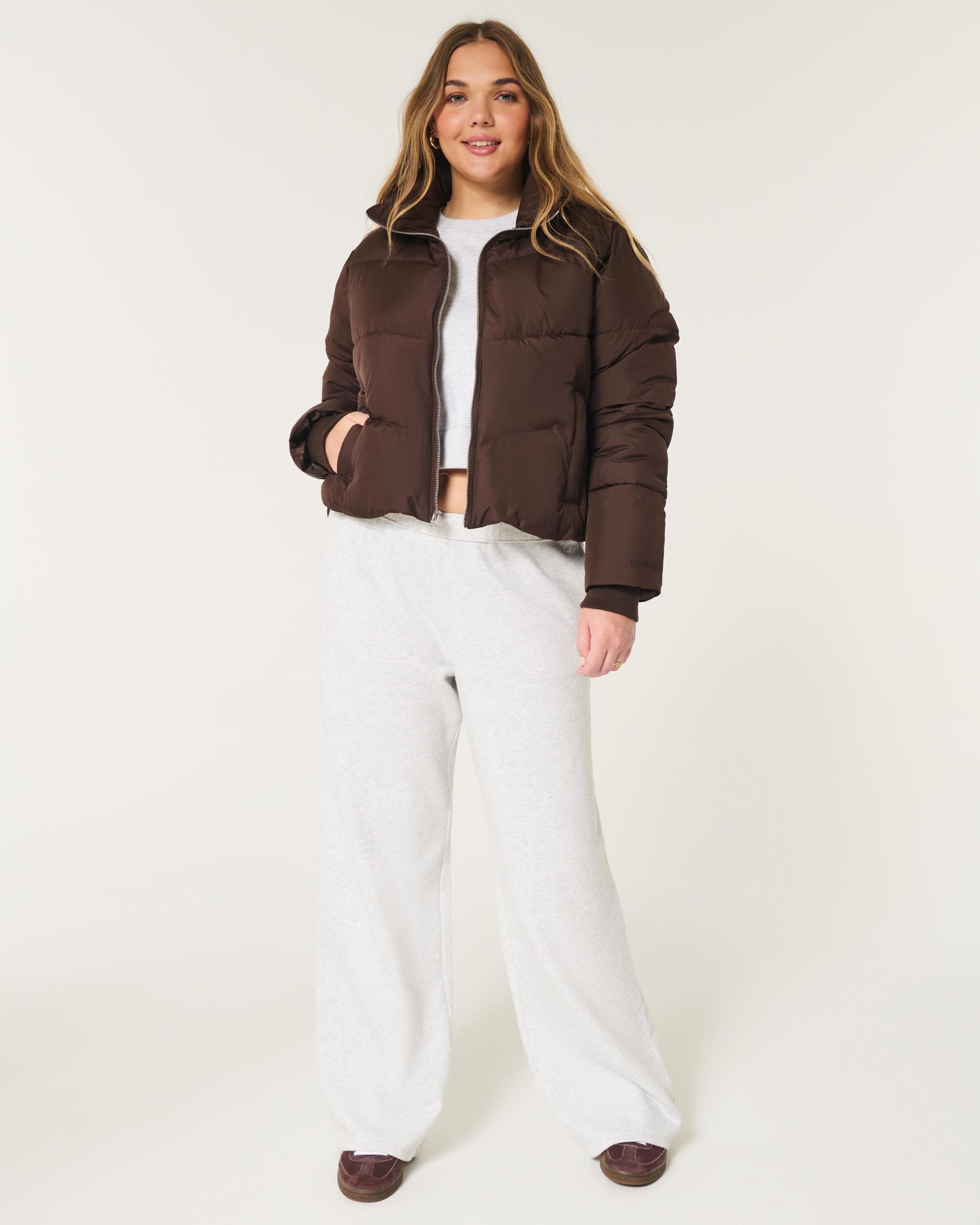 Sweater-Knit Mini Puffer Jacket Product Image