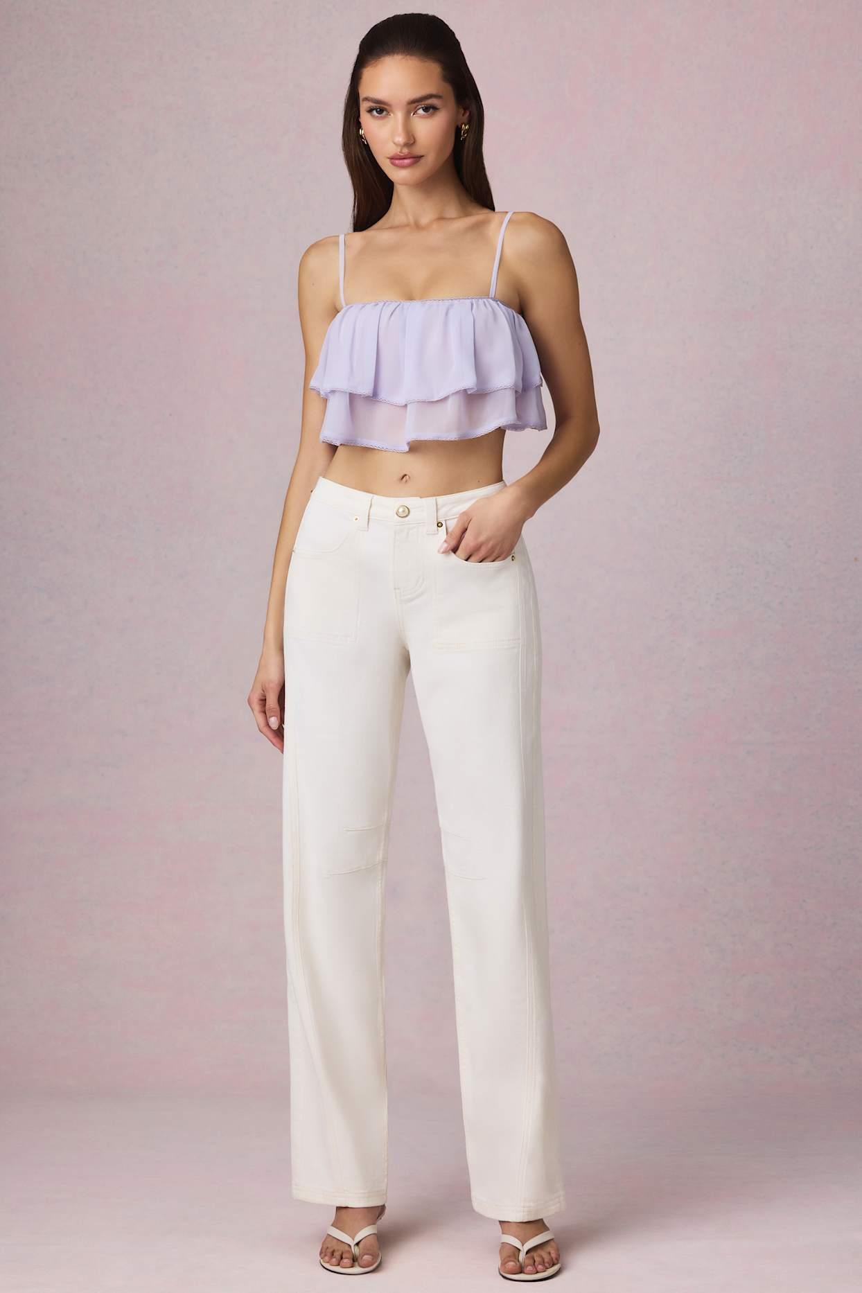 Mid-Rise Barrel-Leg Jeans in Ecru Wash Product Image