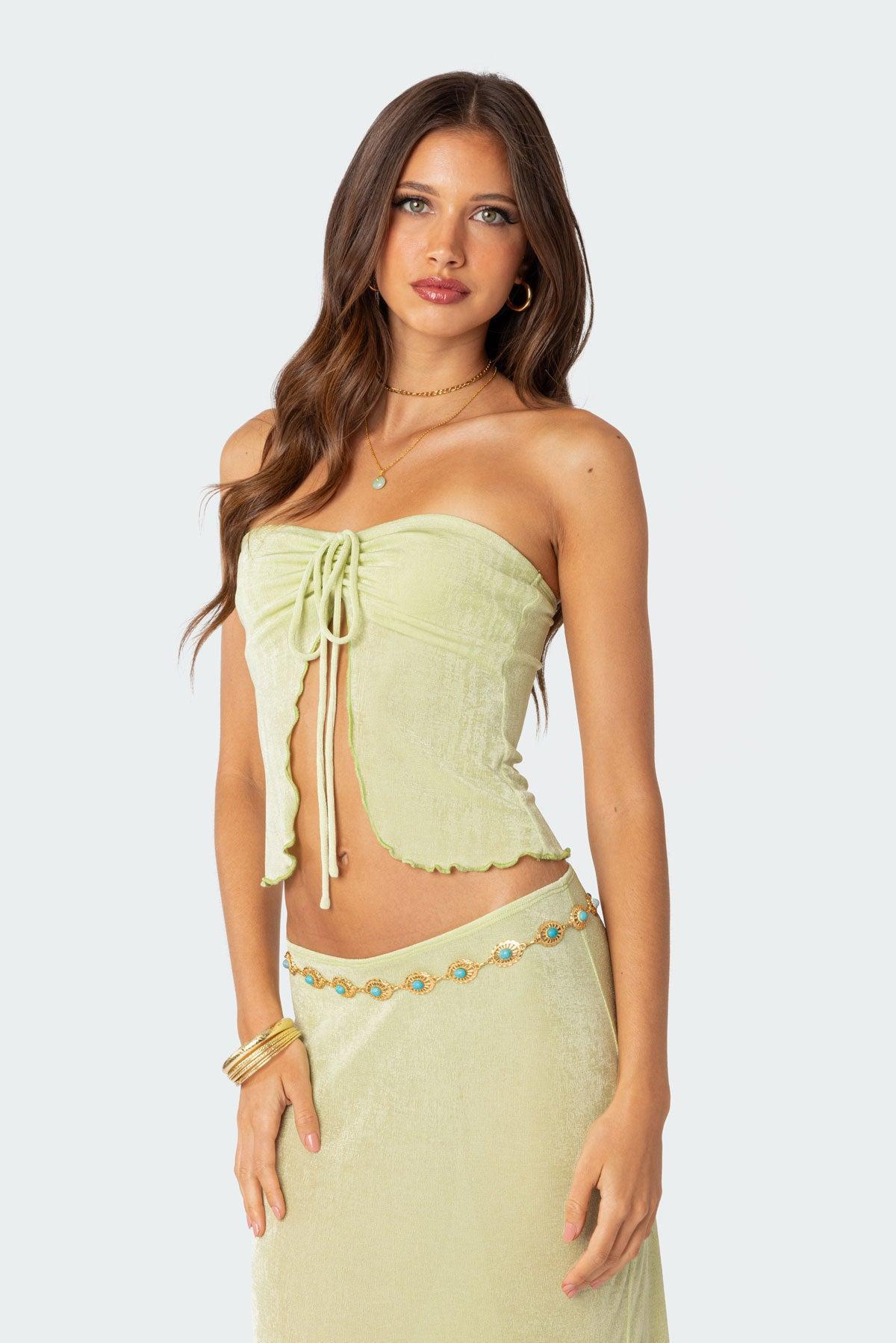 Milan Gathered Split Front Tube Top Product Image
