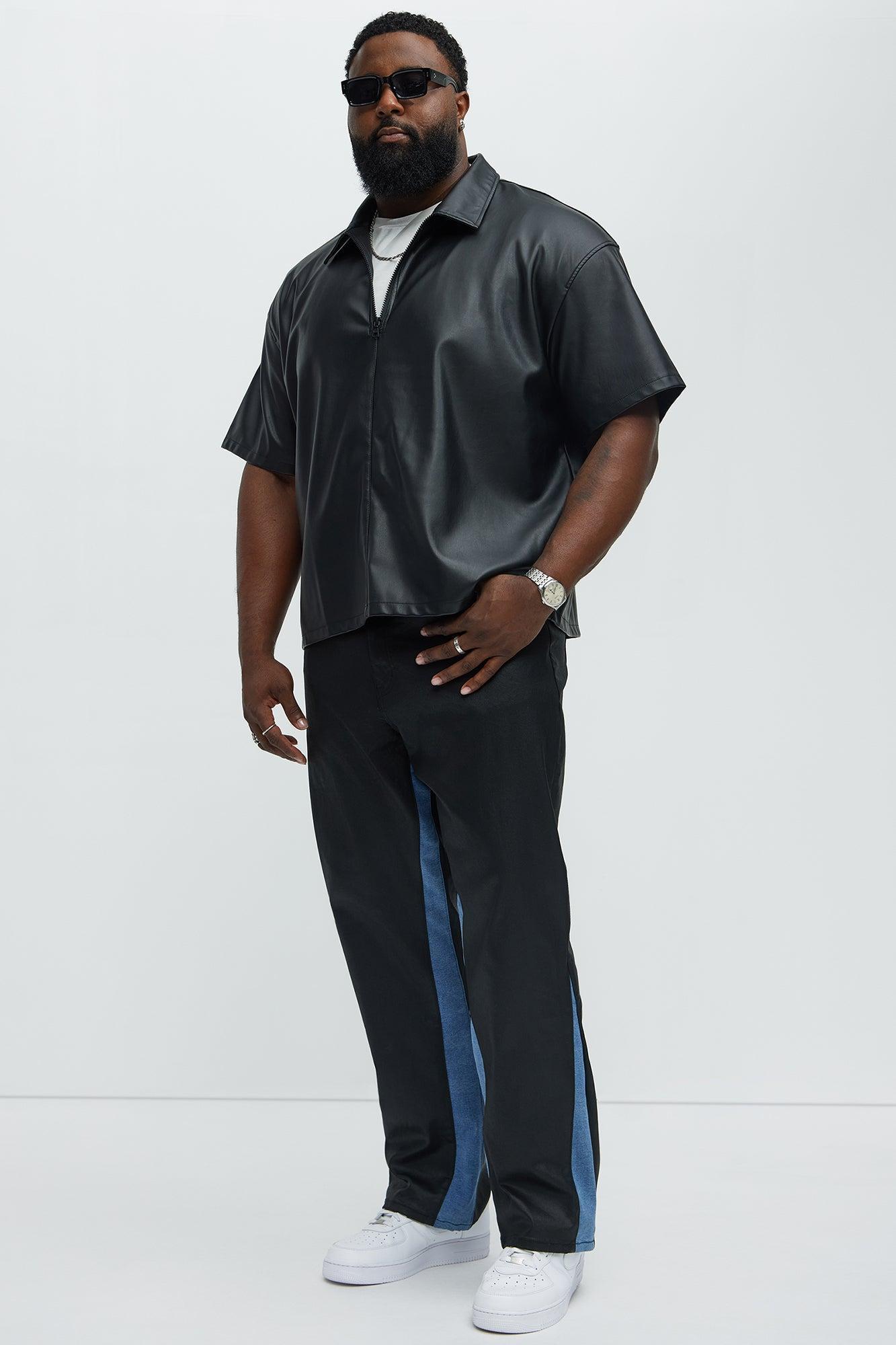 Wesley Wax Coated Straight Jeans - Black/combo Product Image