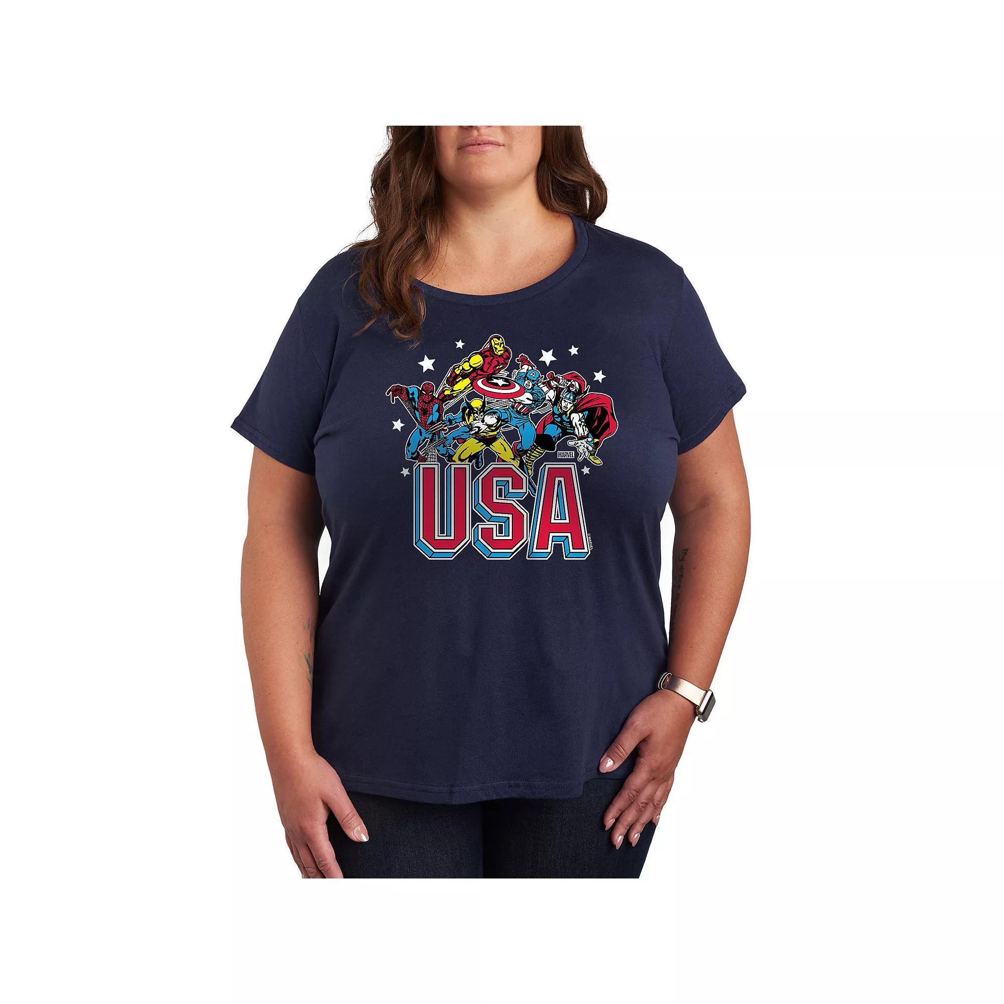 Plus Size Marvel USA Graphic Tee, Women's, Size: 1XL, Blue Product Image
