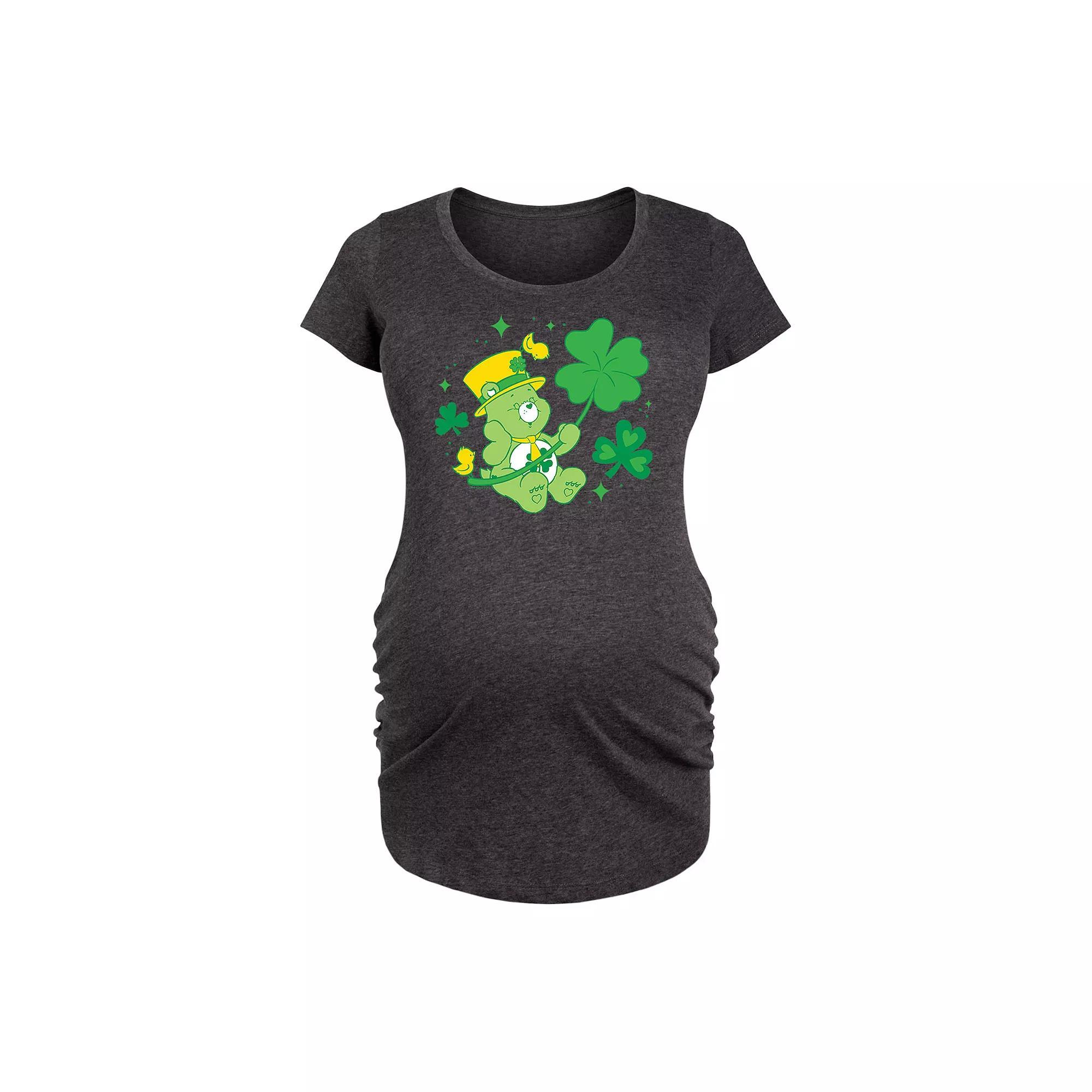 Maternity Care Bears Good Luck Bear With Hat Graphic Tee, Womens Heather Grey Product Image