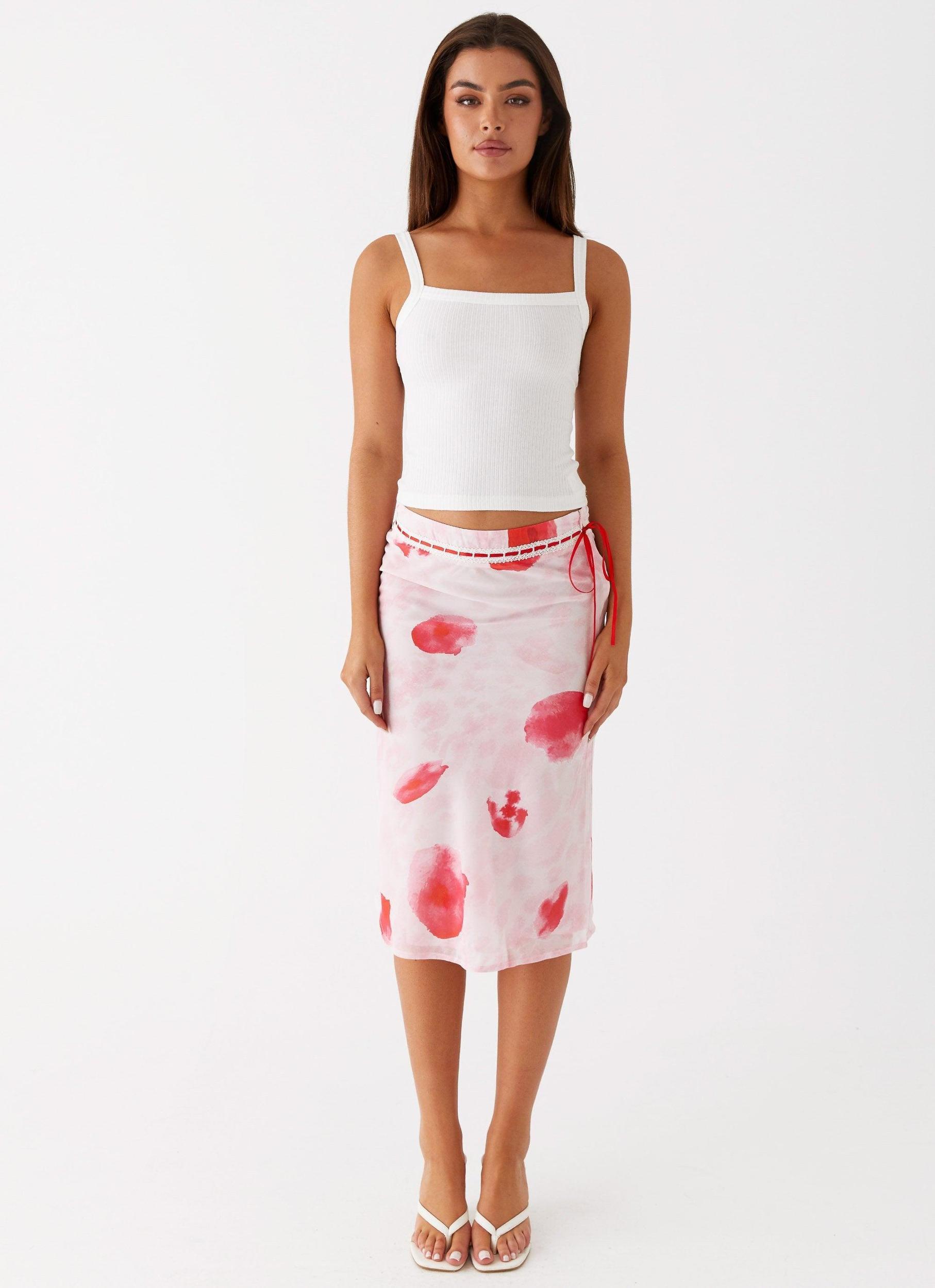 Peony Quartz Midi Skirt - Pink Poppy Product Image