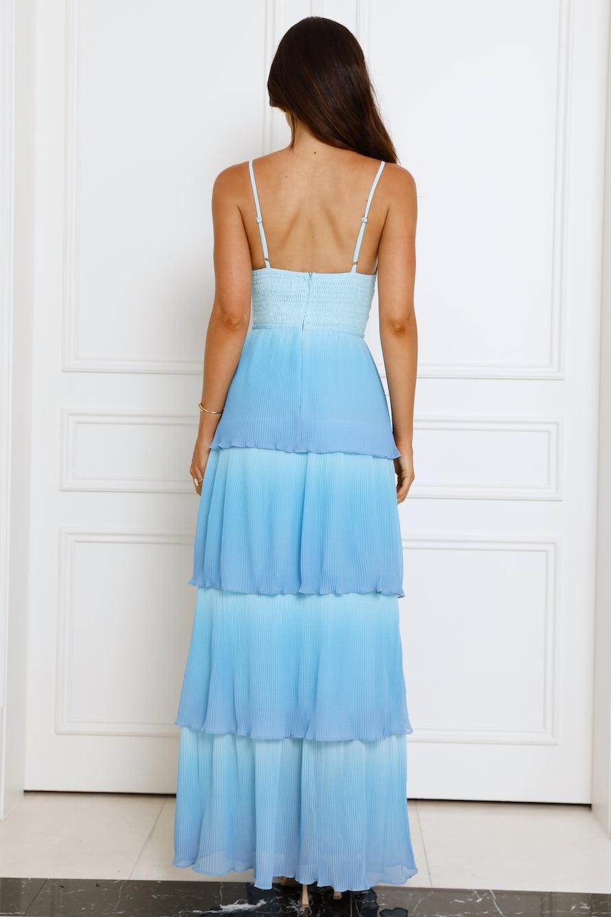 Waves Of Luxury Plisse Maxi Dress Blue Ombre Product Image
