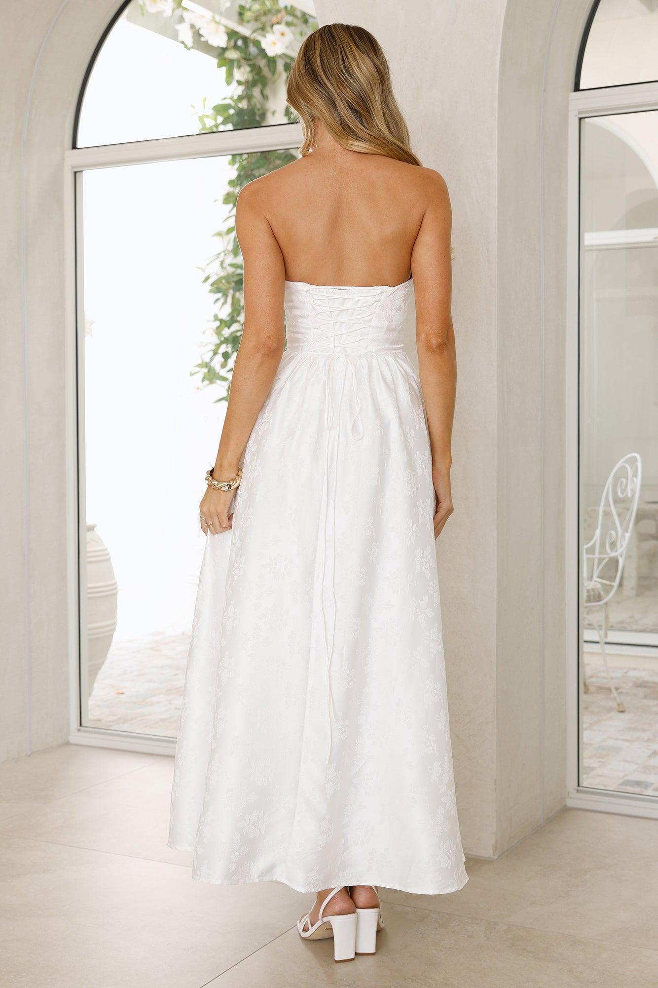 Dancing In Magic Strapless Maxi Dress White Product Image
