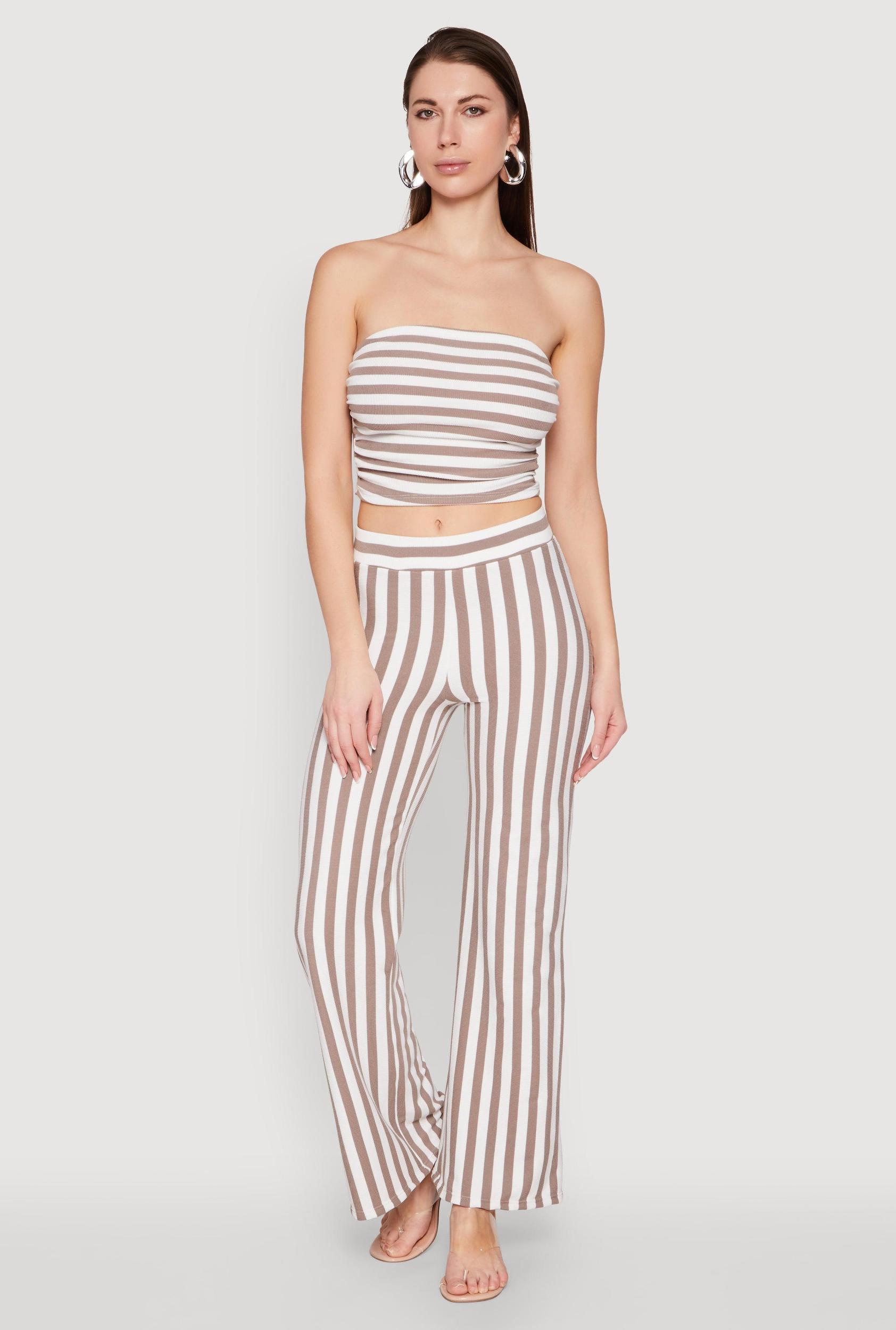 Womens Striped Wide Leg Pants Product Image