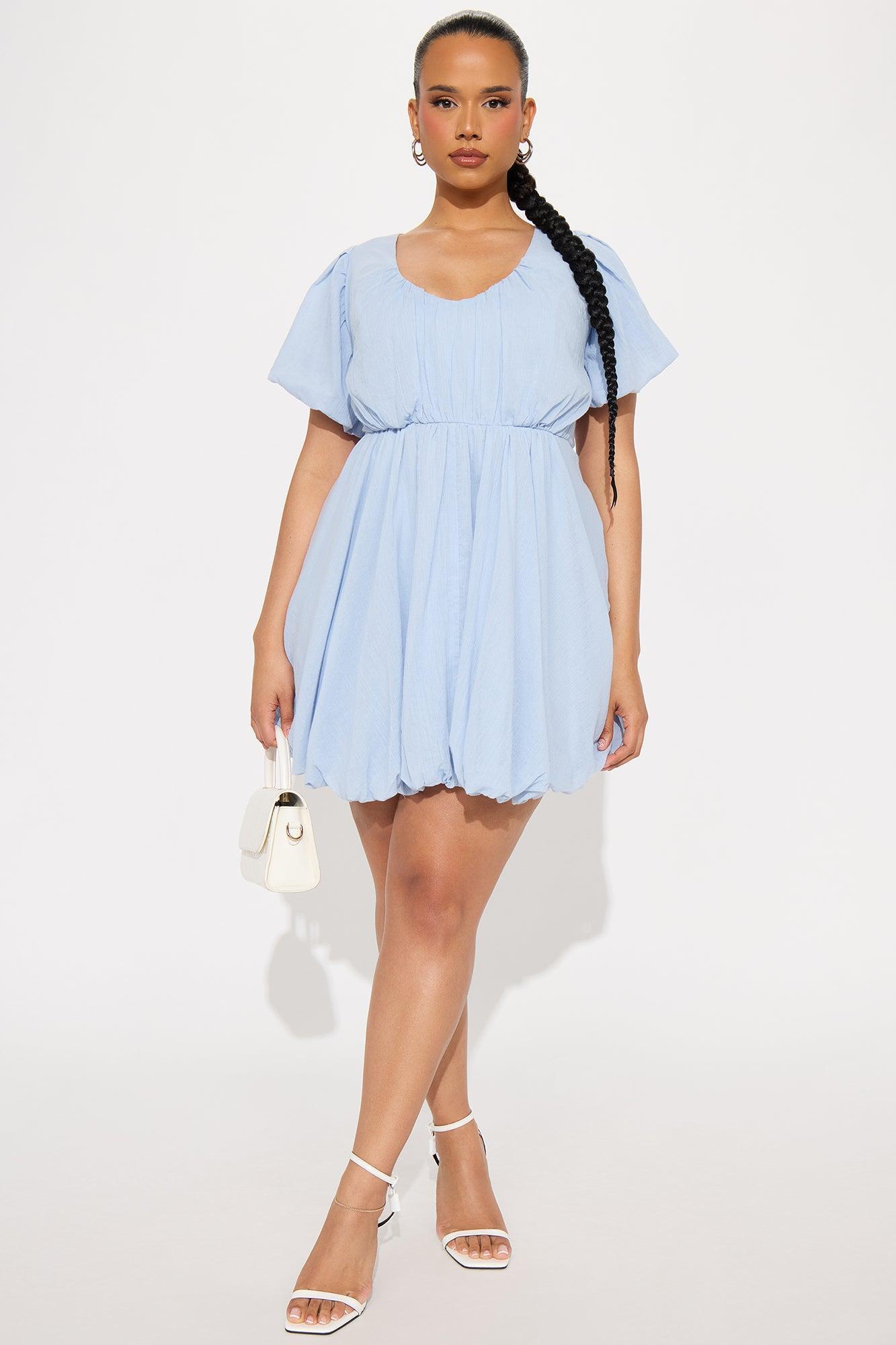Fiona Short Sleeve Mini Dress - Blue Product Image