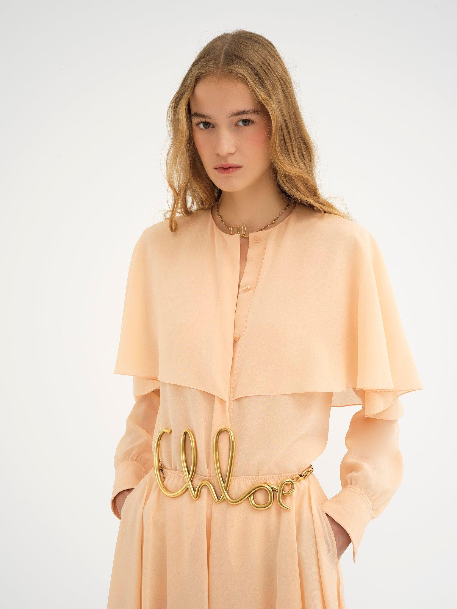 Cape blouse in silk georgette Product Image