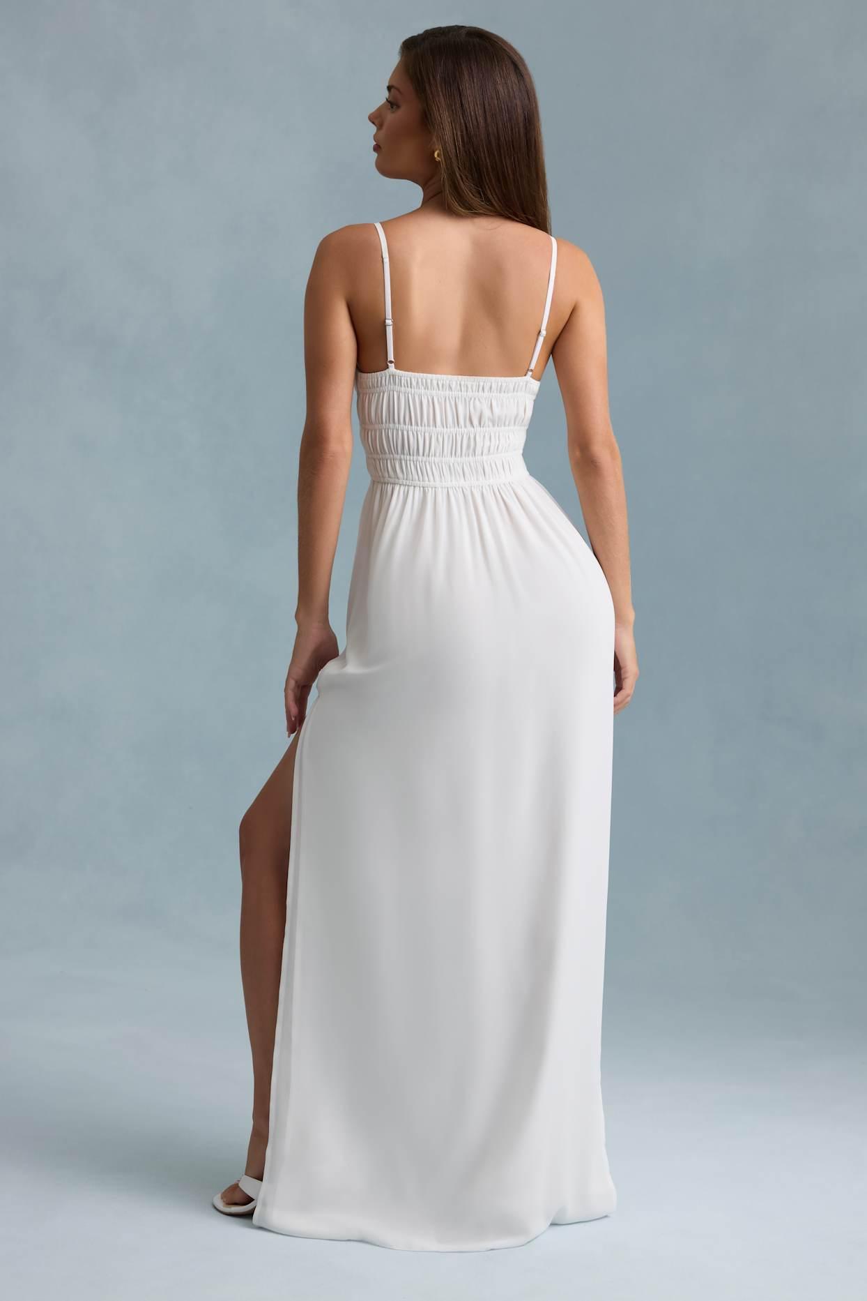 Shirred Camisole Maxi Dress in White Product Image