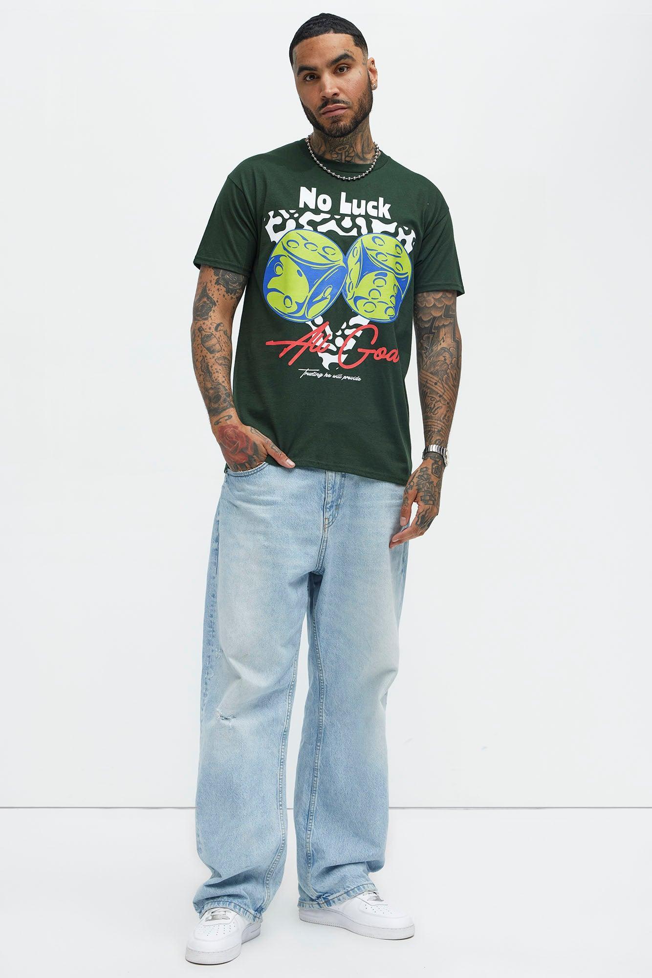 No Luck All God Short Sleeve Tee - Green Product Image