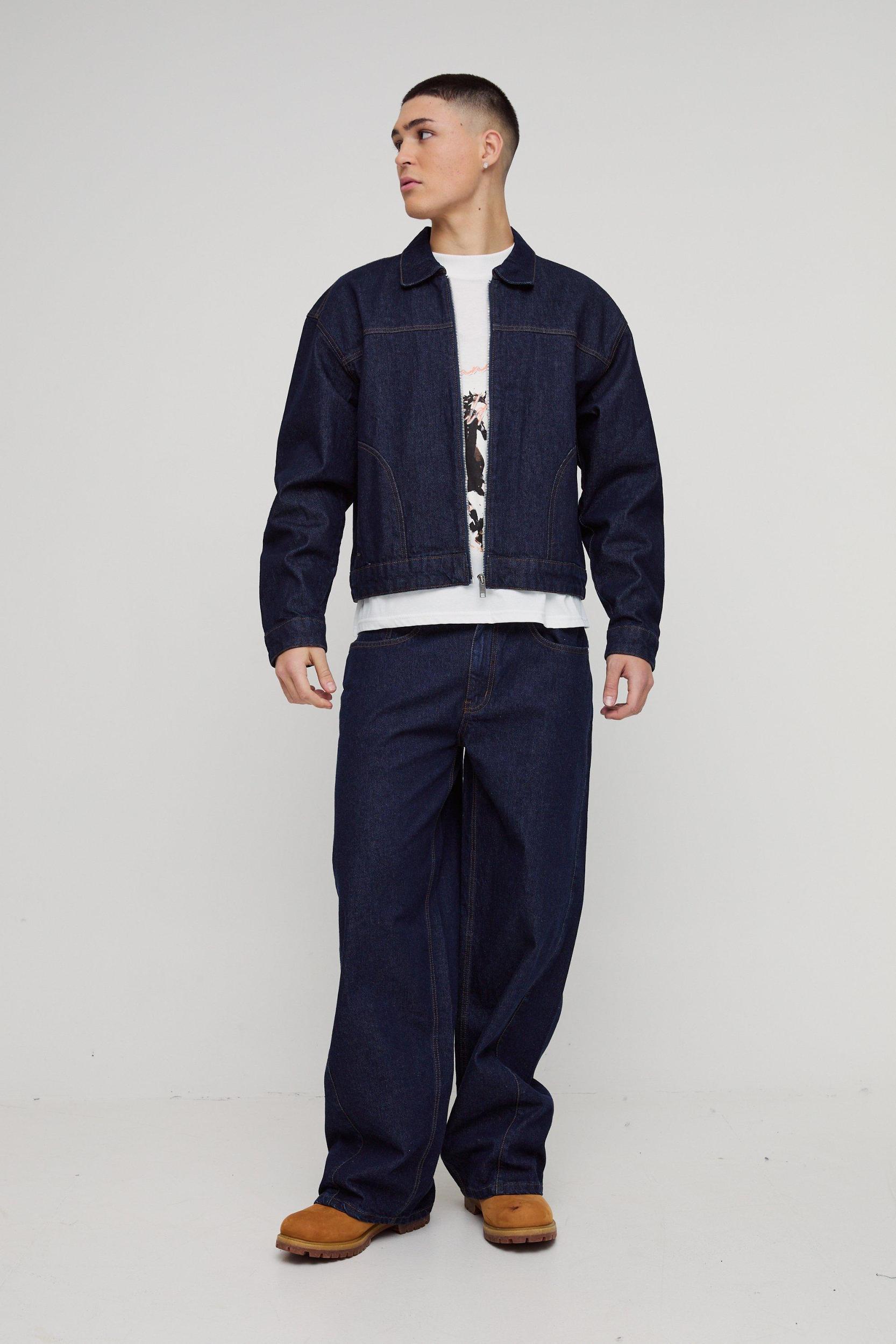 Baggy Contrast Stitch Denim Jeans | boohooMAN USA Product Image