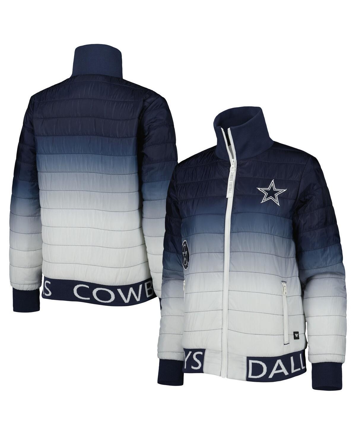 Women's The Wild Collective Navy/Silver Dallas Cowboys Color Block Full-Zip Puffer Jacket, Size: Small, Blue Product Image